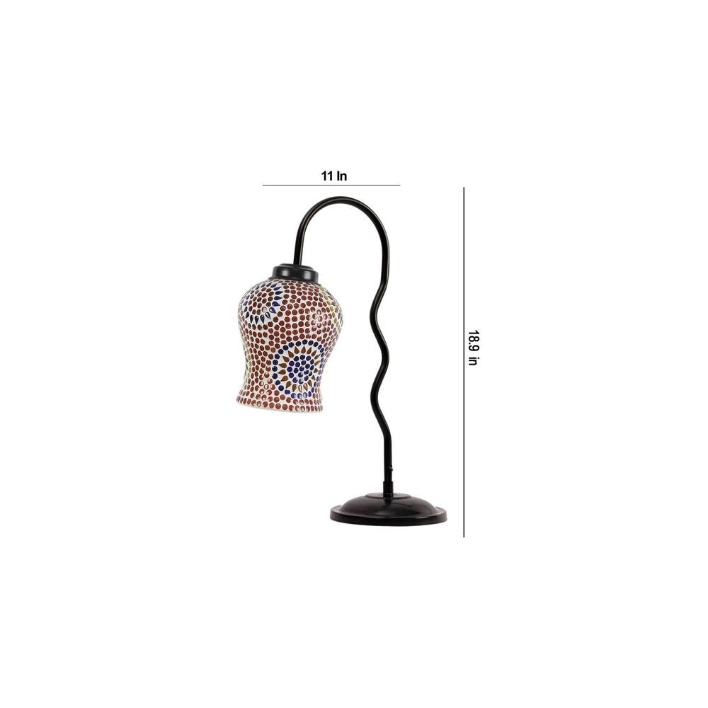 Multicolor Mosaic Glass Zig Zag Curvy Table lamp with Iron Base (EN08)