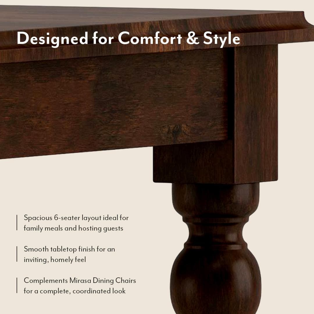 Mirasa 6 Seater Dining Table In Mango Walnut Finish