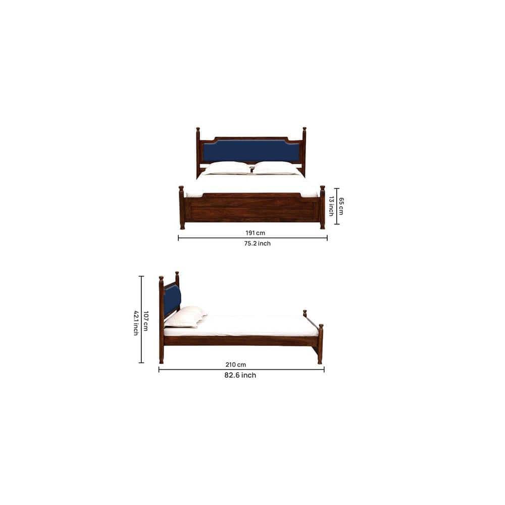 Domino Solid Wood King Size Non Storage Bed In Provincial Teak Finish