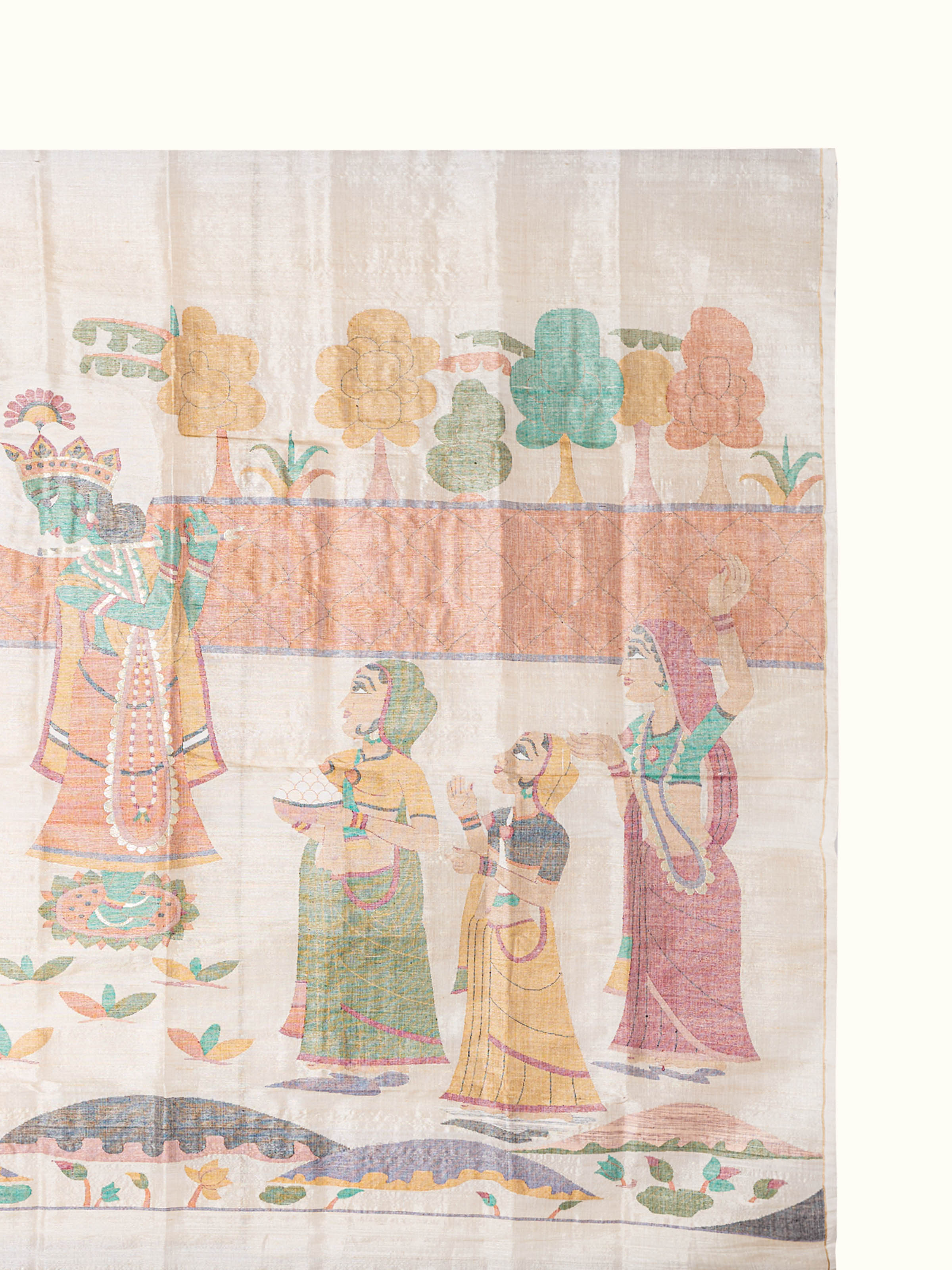 Krishna with Gopis Jamdani Wall Hanging