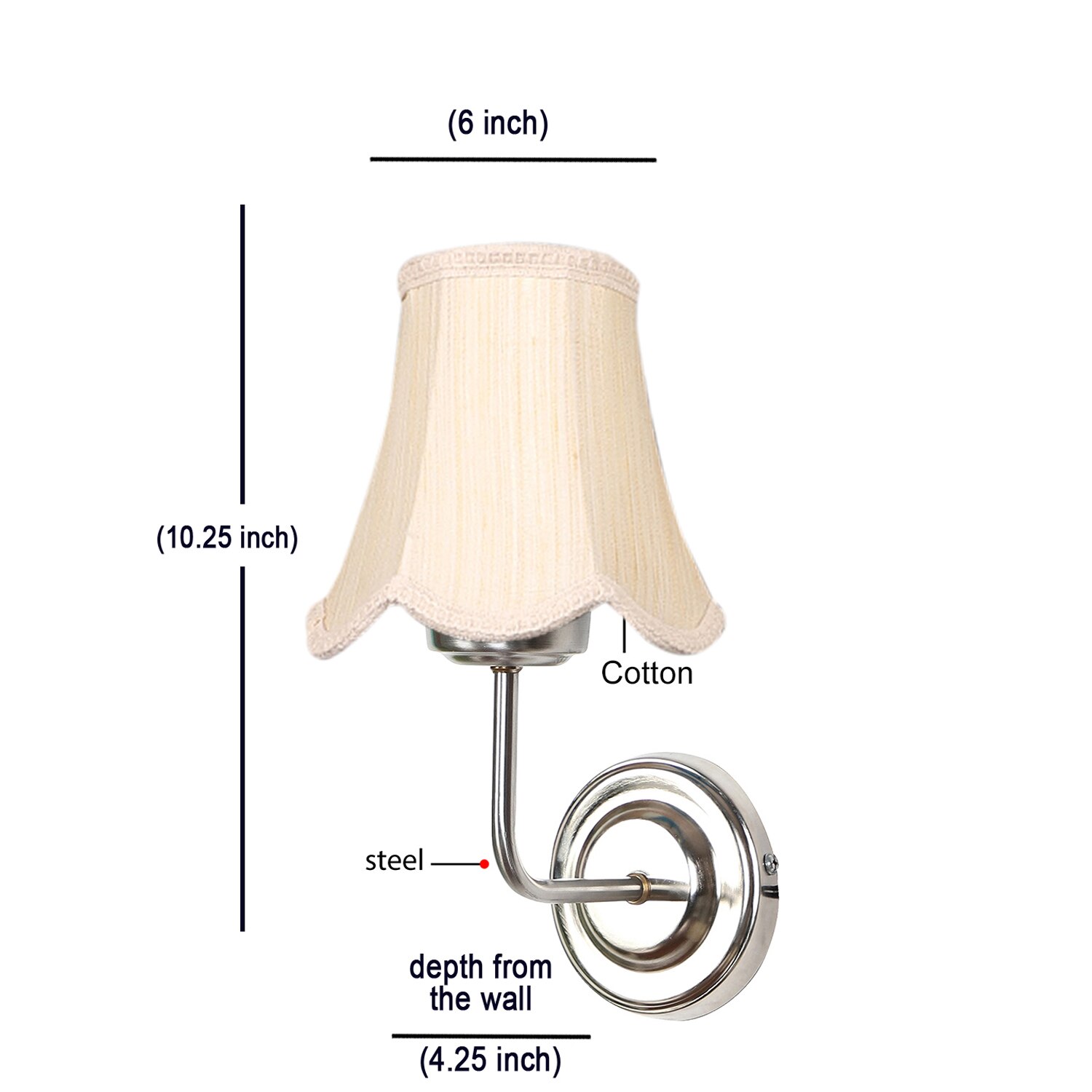 Devansh Steel Cotton Wall Mounted Lamp With Cotton Off White Shade
