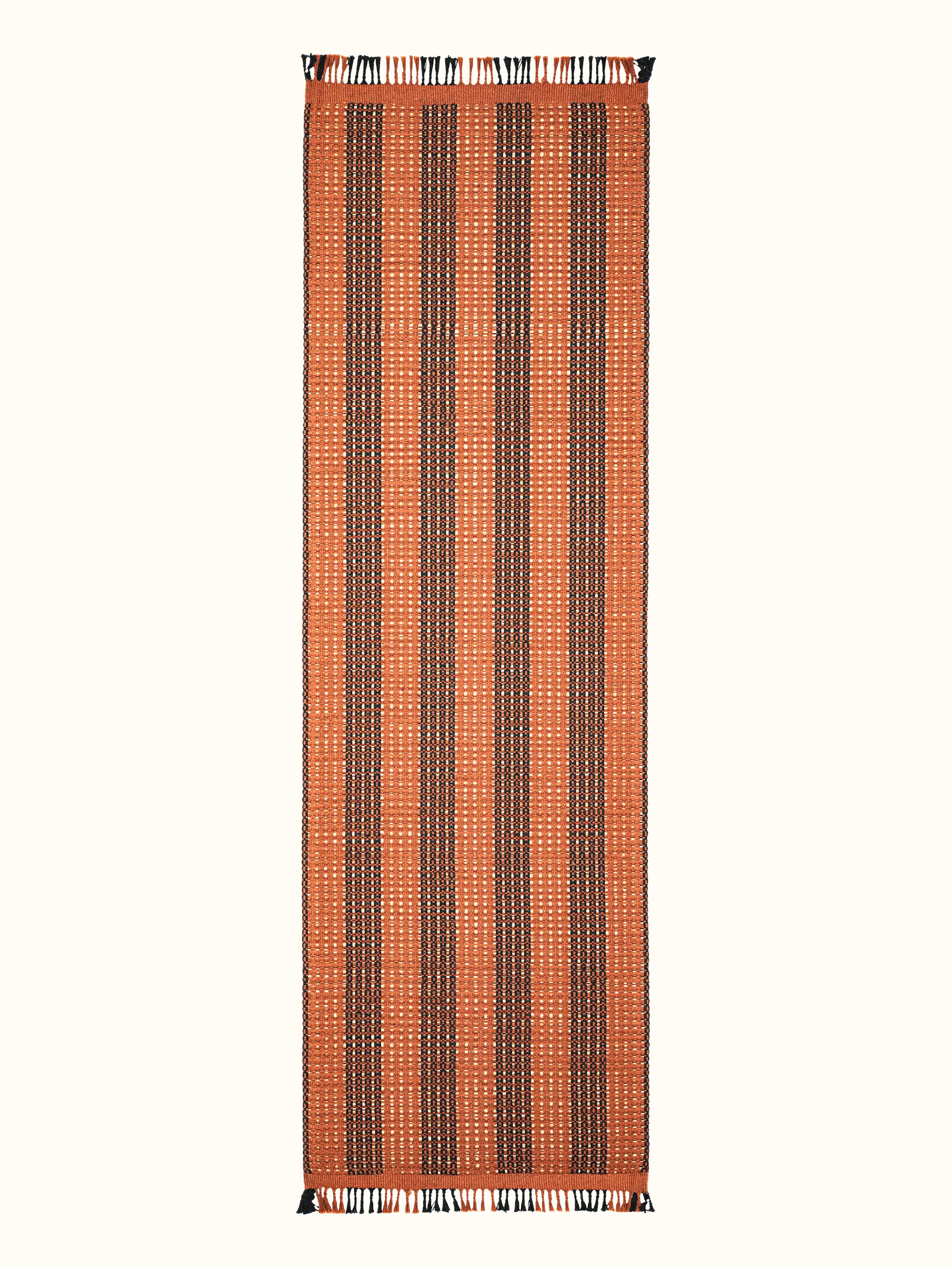 Front view of Swadesh Brown Natural Grass Cotton Yoga Mat showcasing its sustainable material and durability for yoga enthusiasts.