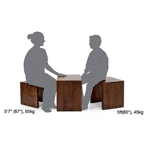 Hamilton Solid Wood Side Table Set of 3 in Teak Finish
