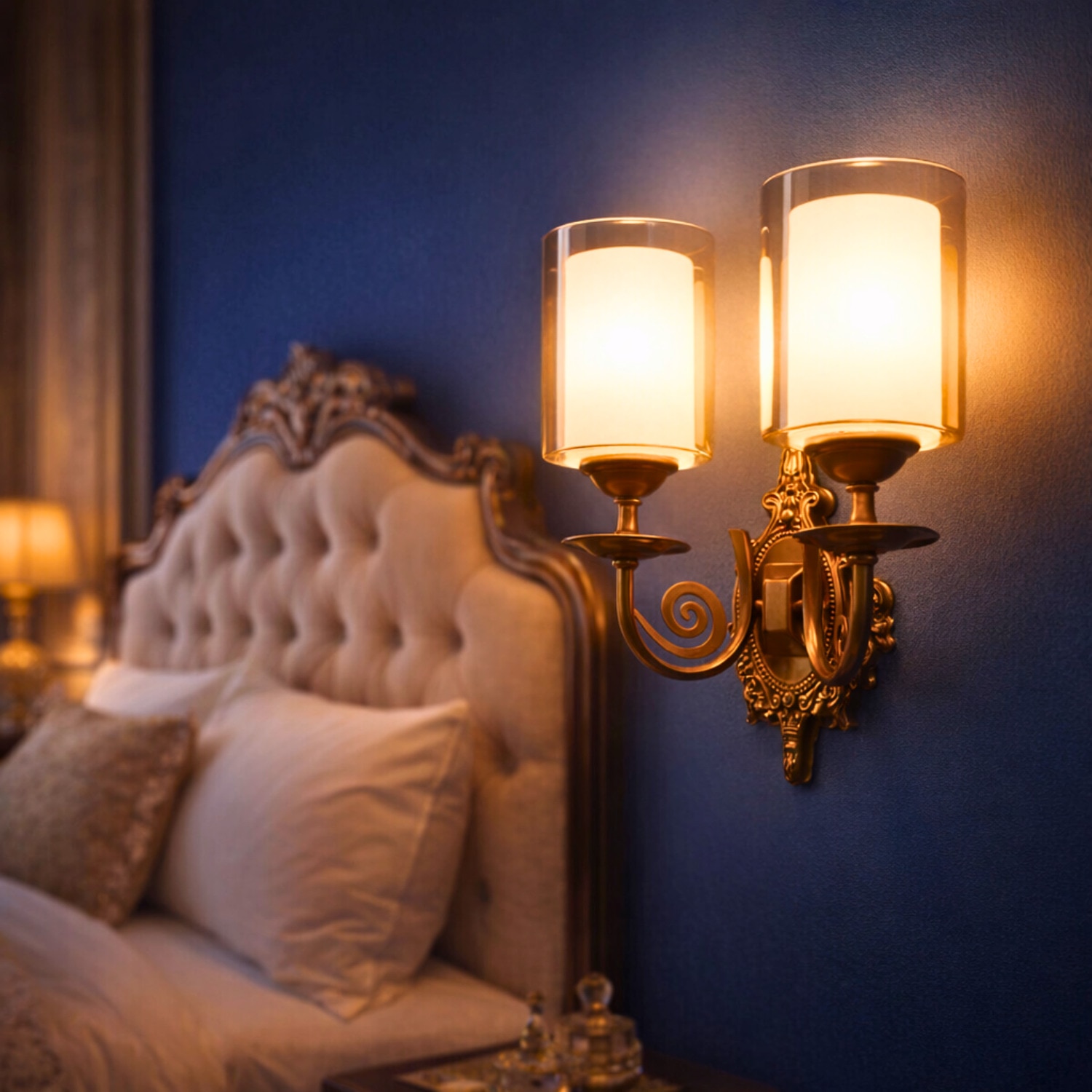 Eliante Modern Wall Lights Mild Steel & Glass Material Antique Gold & Champaign Finish - Eliante