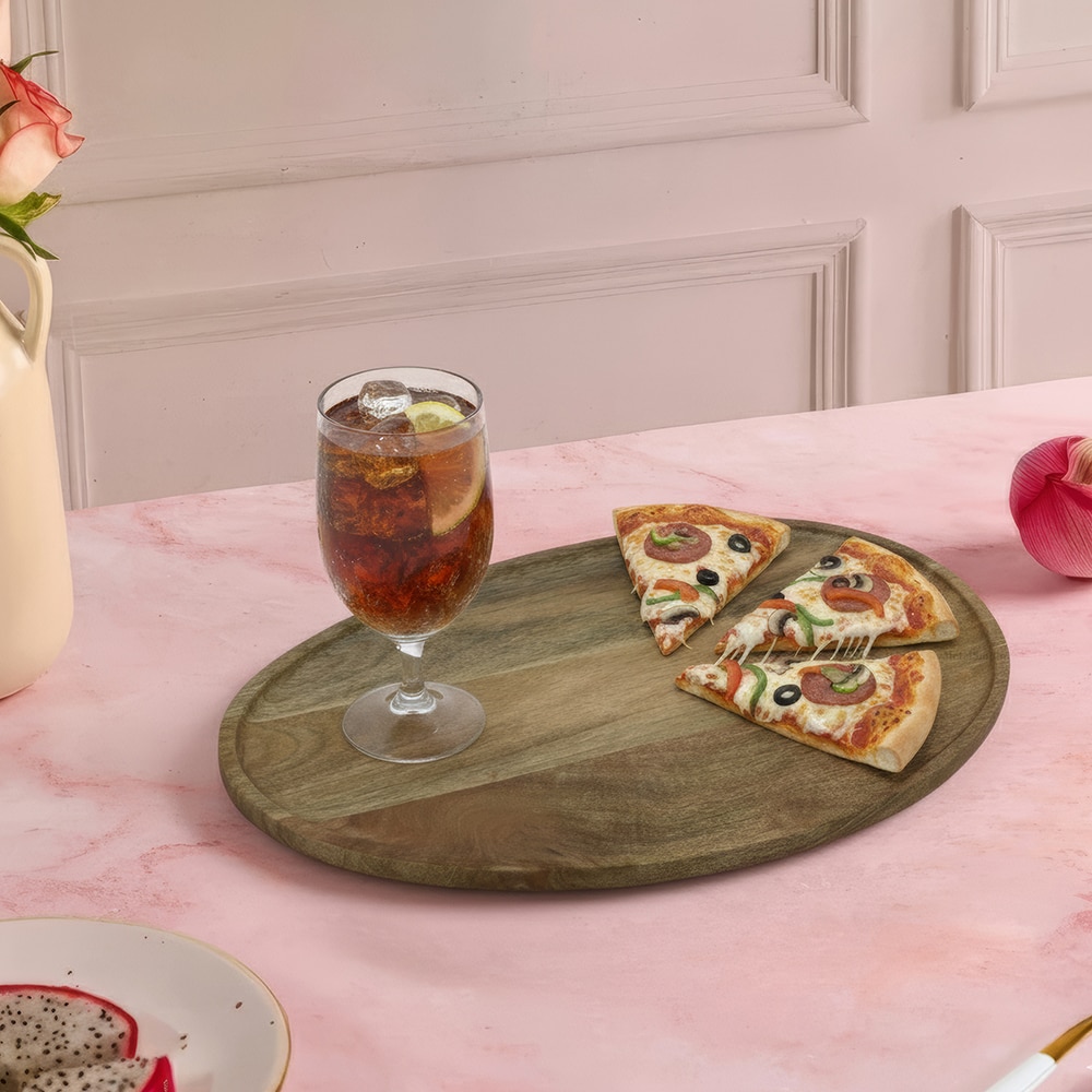 Metalsmith Wooden Oval Serving Platter Natural Finish for Dining and Serving - Metalsmith