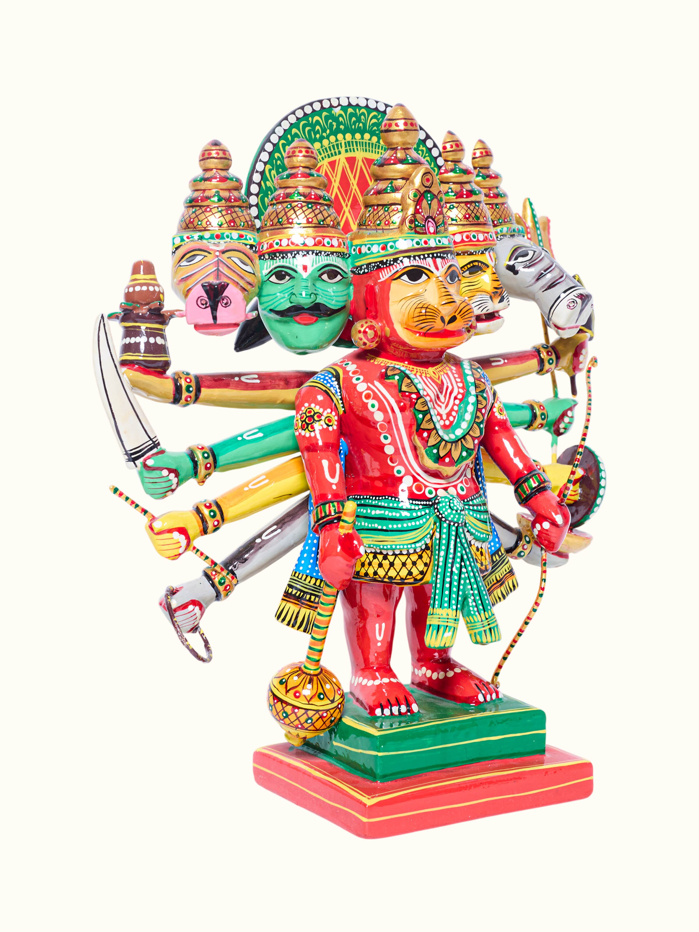 Wood Panchmukhi Hanuman Idol