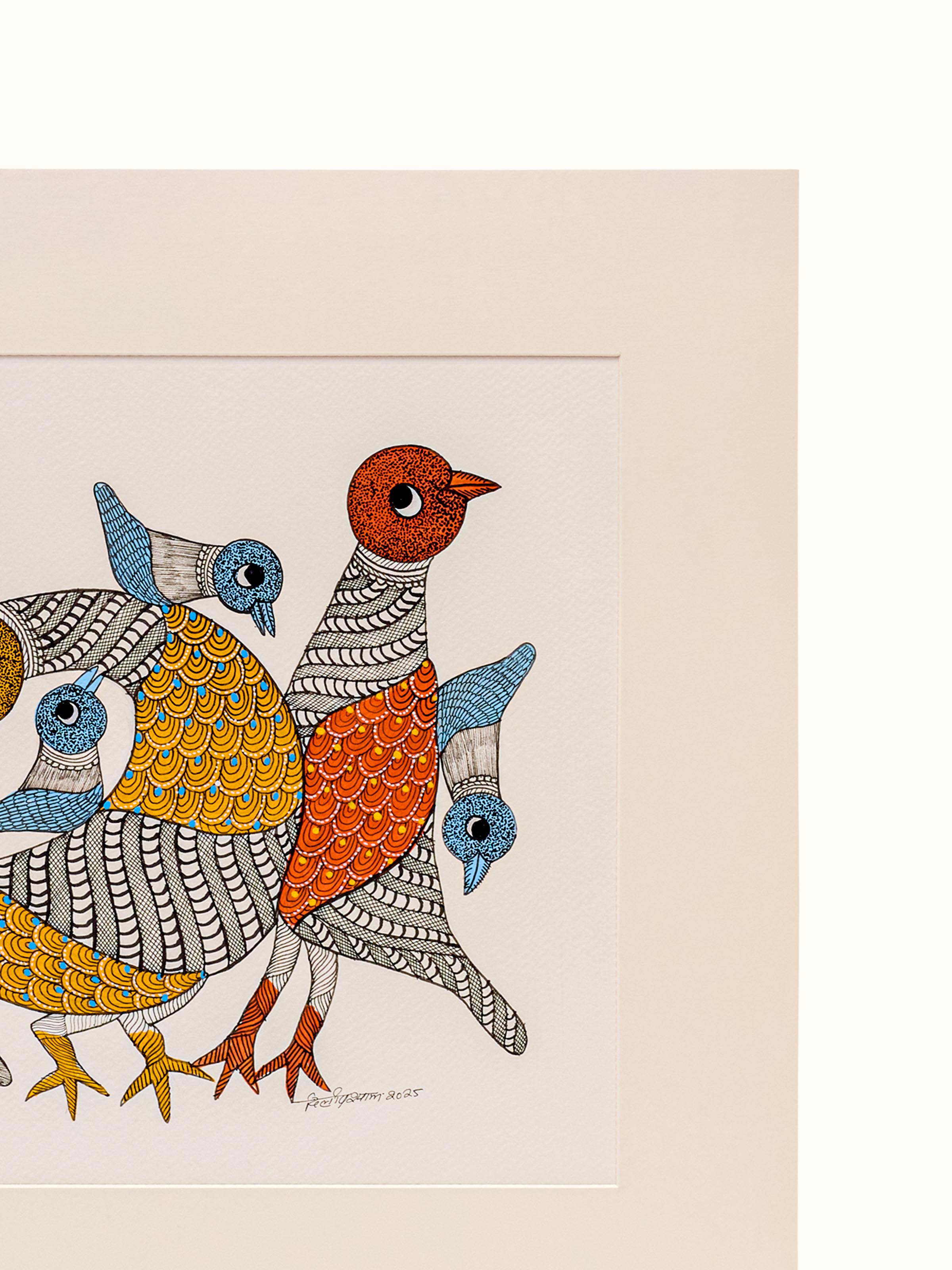 Resting Feathers Gond Art