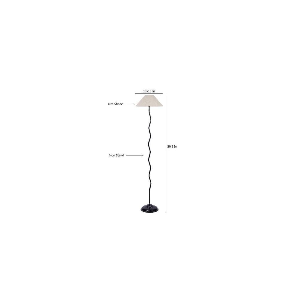 Maurice White Natural Fiber Floor Lamp with Black Iron Base