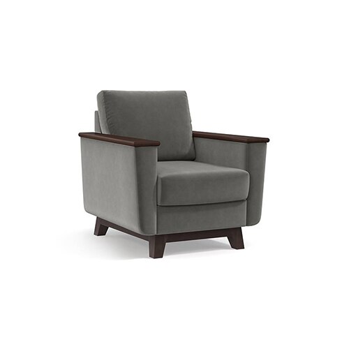 Corby Luxe 1 Seater Fabric Sofa in Ash Grey Velvet Colour