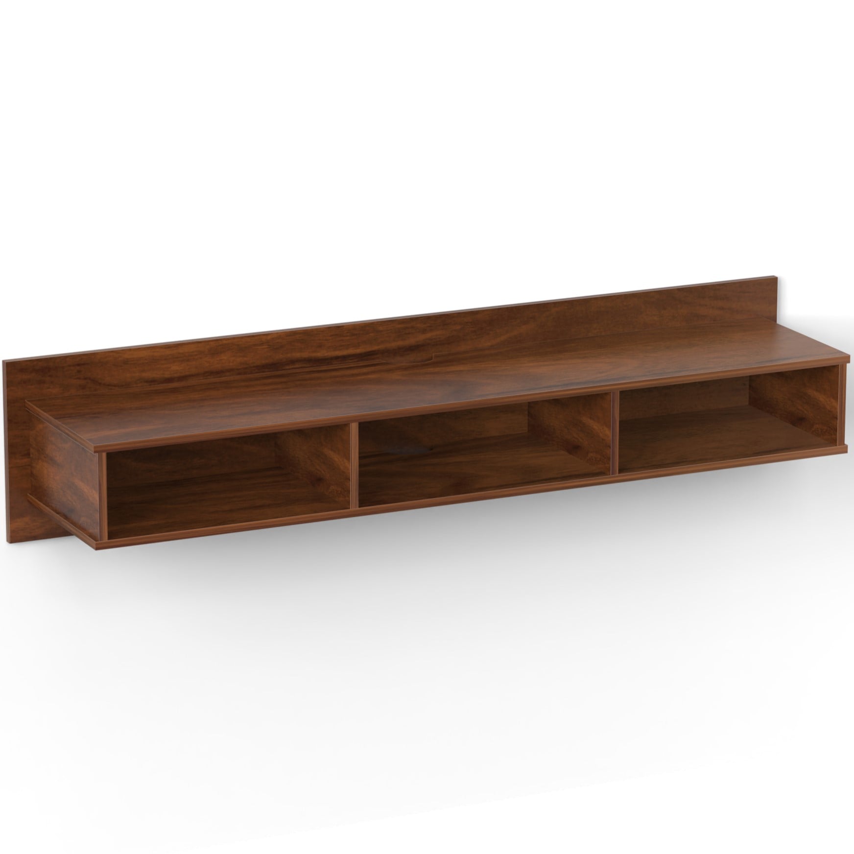 BLUEWUD Coober Engineering Wood Wall Mount TV Entertainment Unit Set Top Box Stand/TV Cabinet Panel with Shelves for Books & D�cor Display Unit Large Upto 50 Inches (Brown Maple)