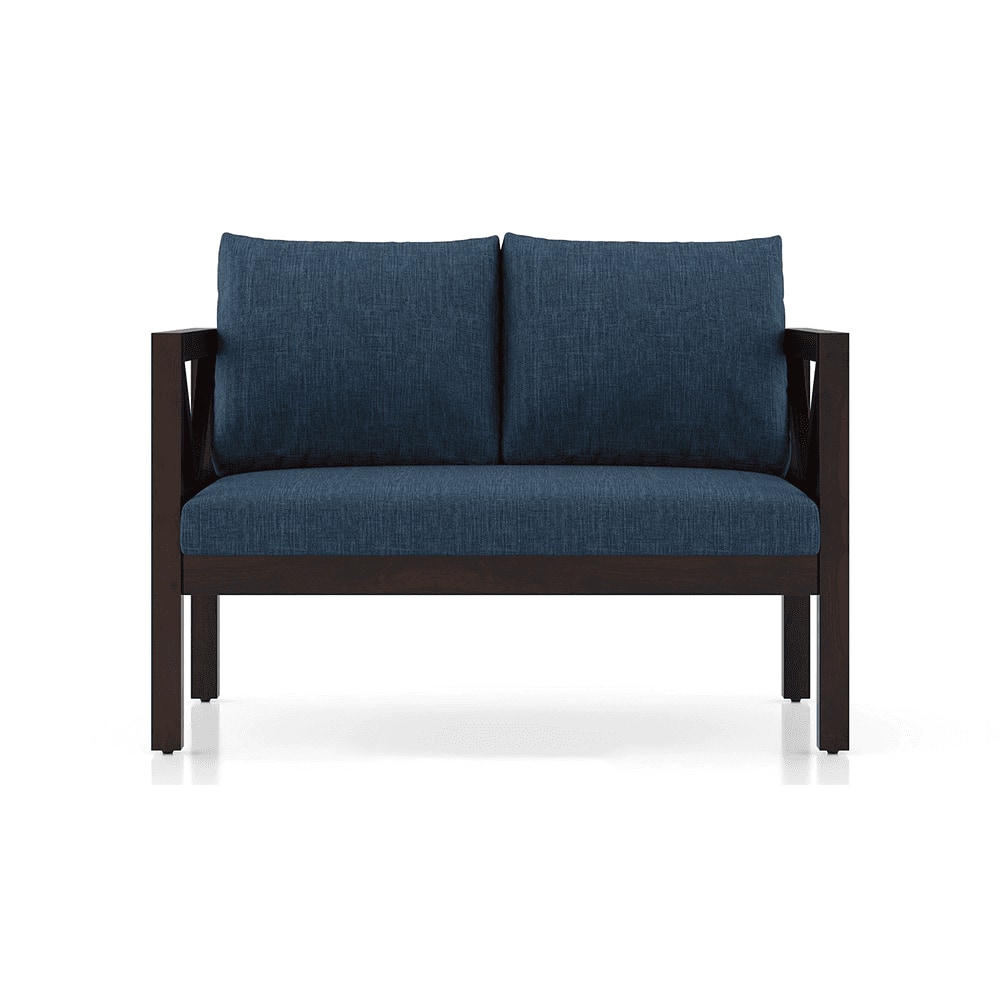 Alden 2 Seater Wooden Sofa (Indigo Blue Honduras)