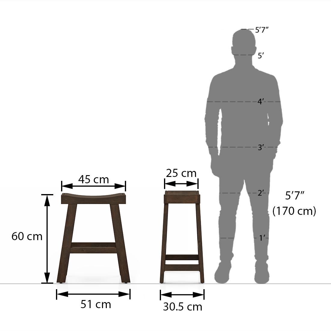 Tillman Solid Wood Bar Stool in Mango Walnut Finish