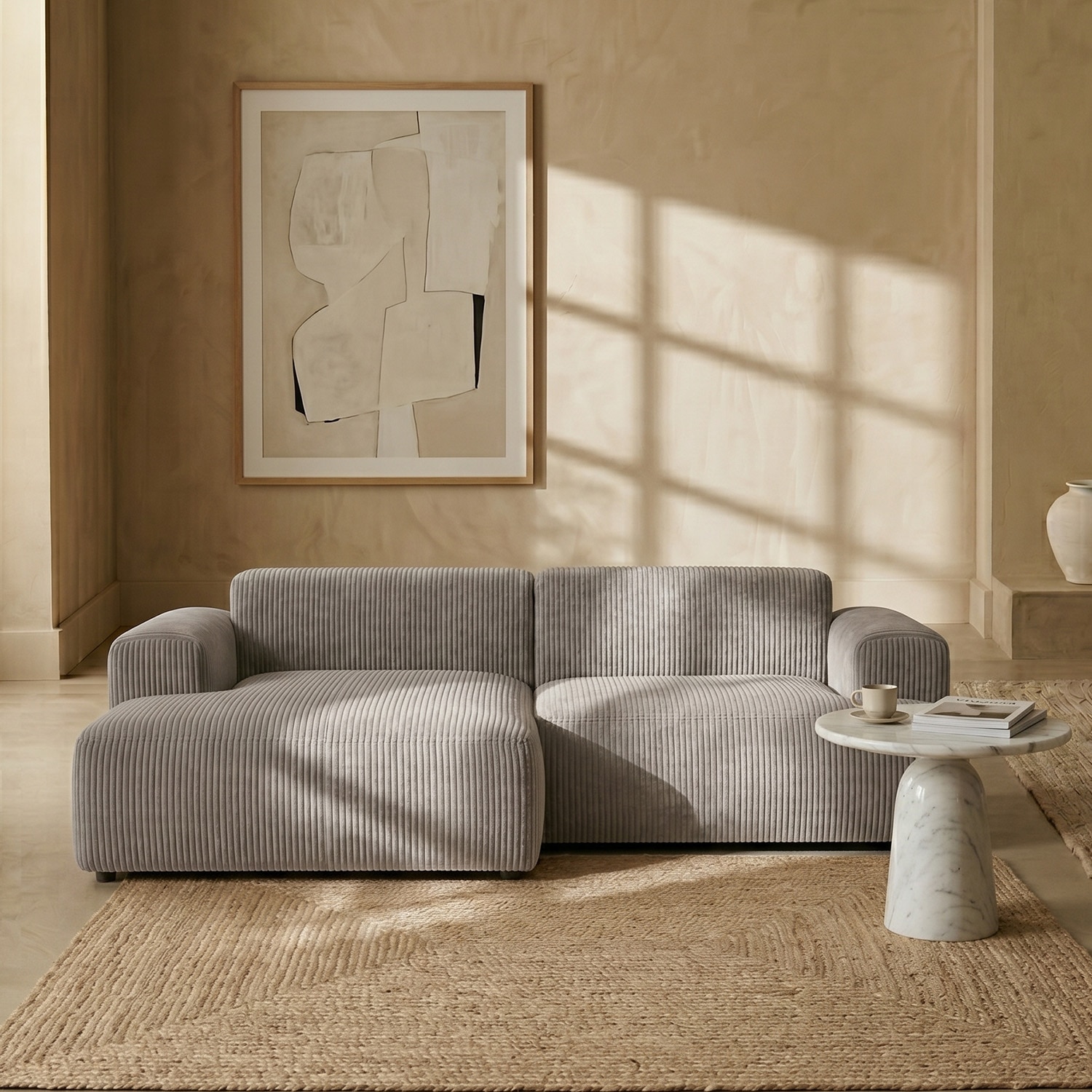 Sophisticated Wood Right Aligned 2-Seater With Upholstery Non Storage Sofa In Grey Colour - Nestroots