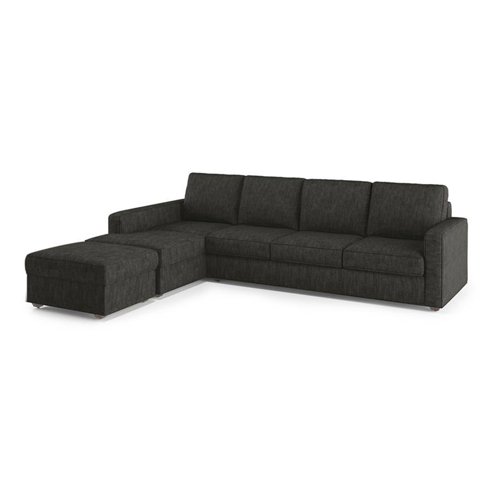 Apollo Compact Sofa (Colour : Graphite Grey, Cushion : Hard, Back Type : Regular, Seating Capacity : Left Aligned 3 Seater + Left Aligned Chaise + Ottoman)
