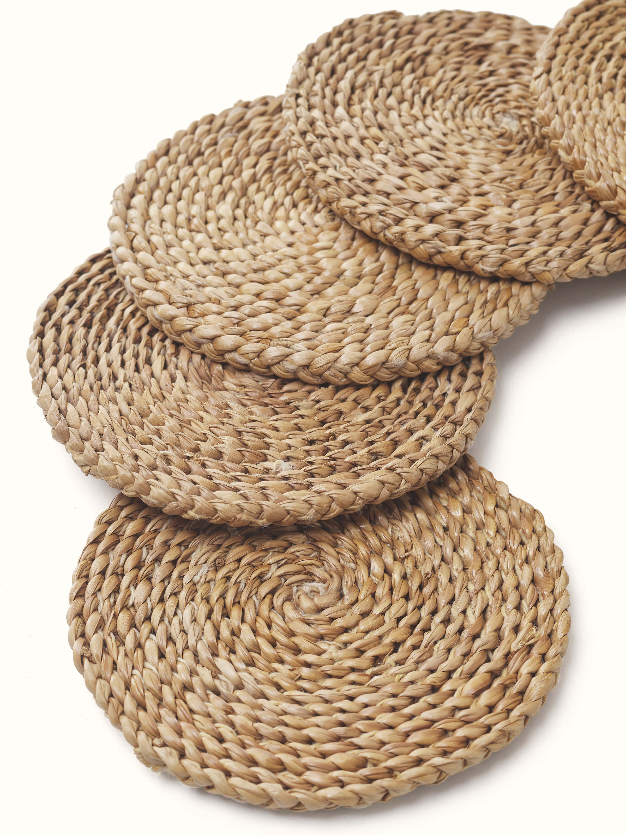 Vritti Brown Solid Oval Natural Fibre Hogla Pata Coaster (6 Pcs)