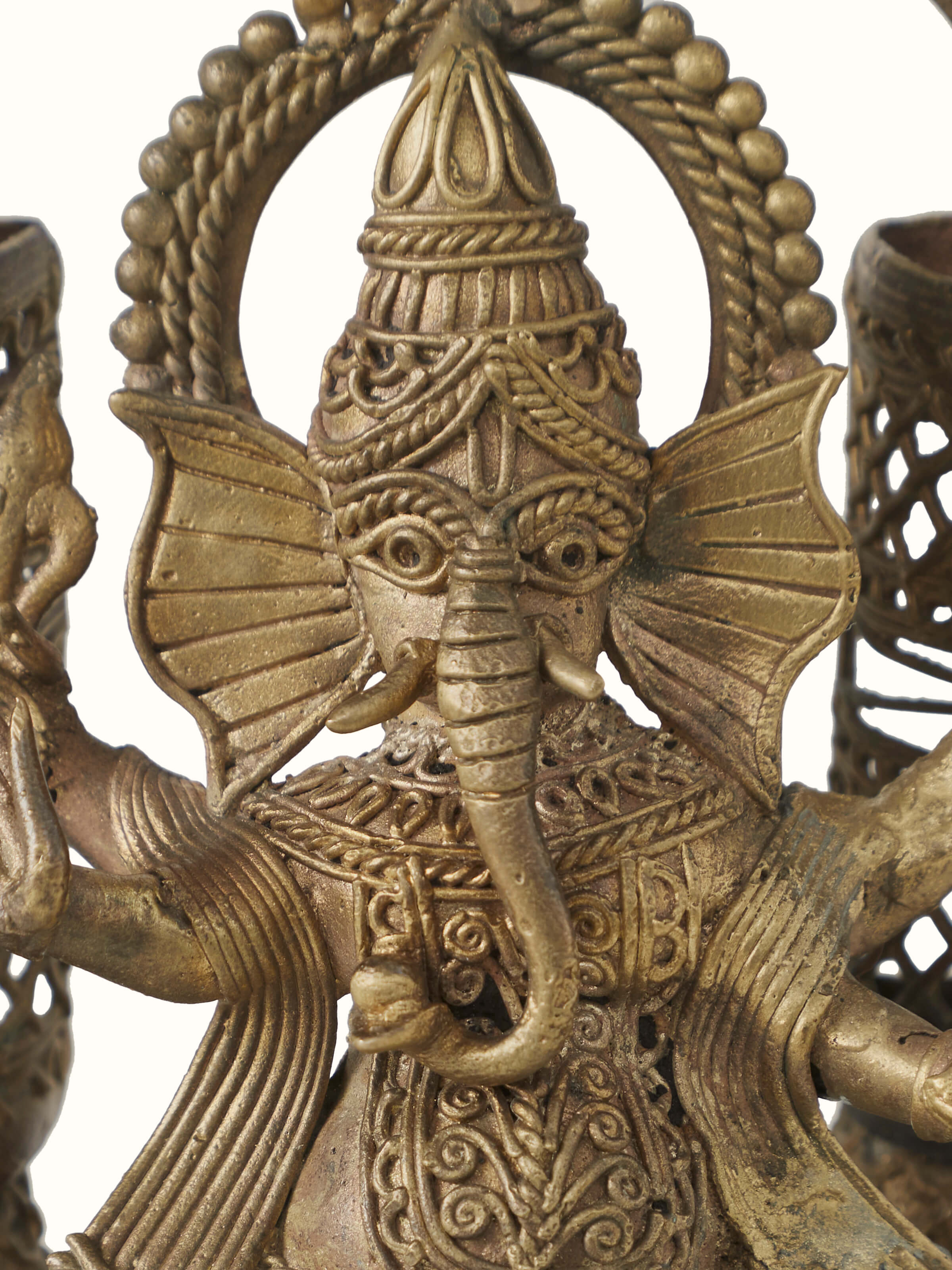 Detail shot of Dhokra Brass Ganesha Idol