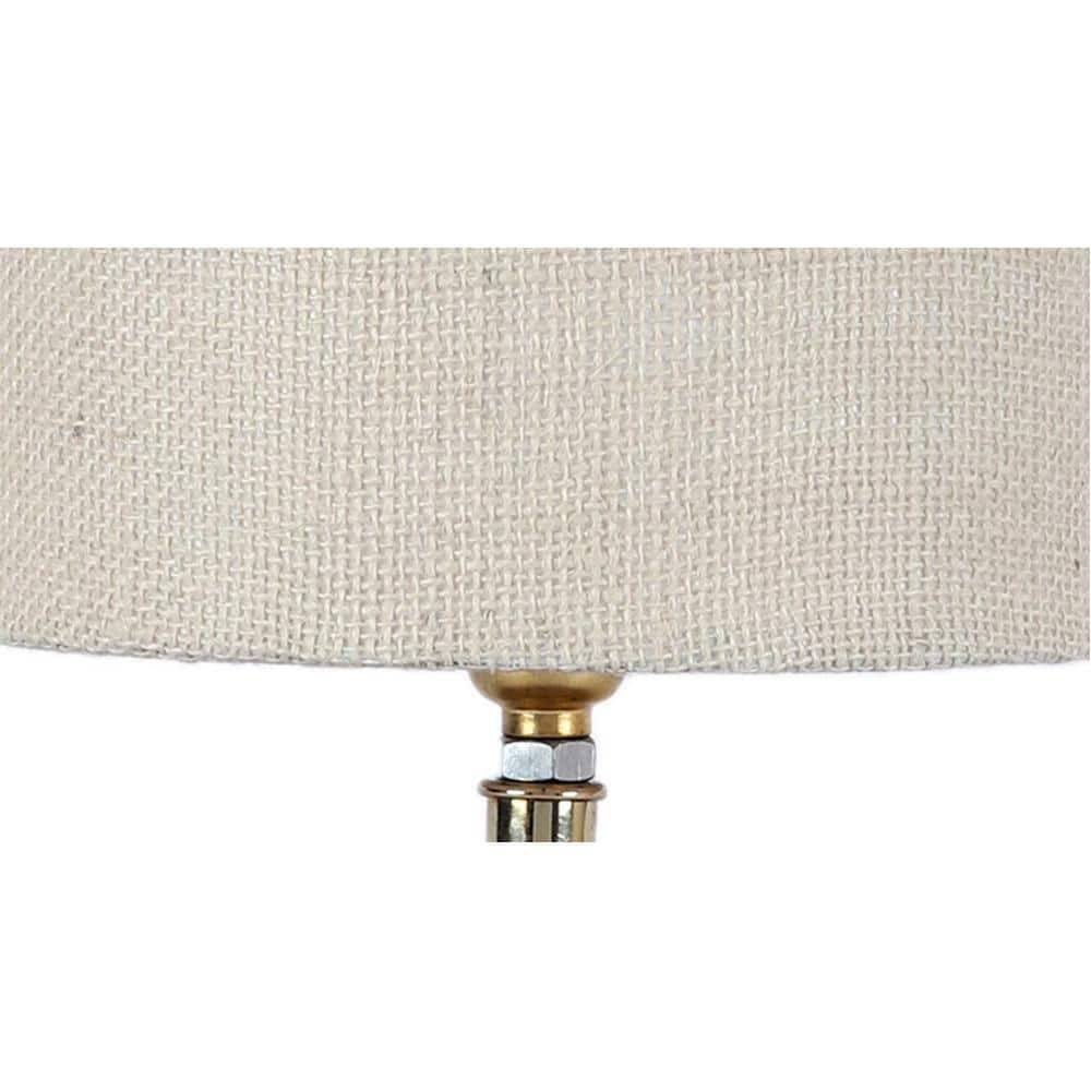 Sadira White Natural Fiber Shade Table Lamp with Gold Metal Base