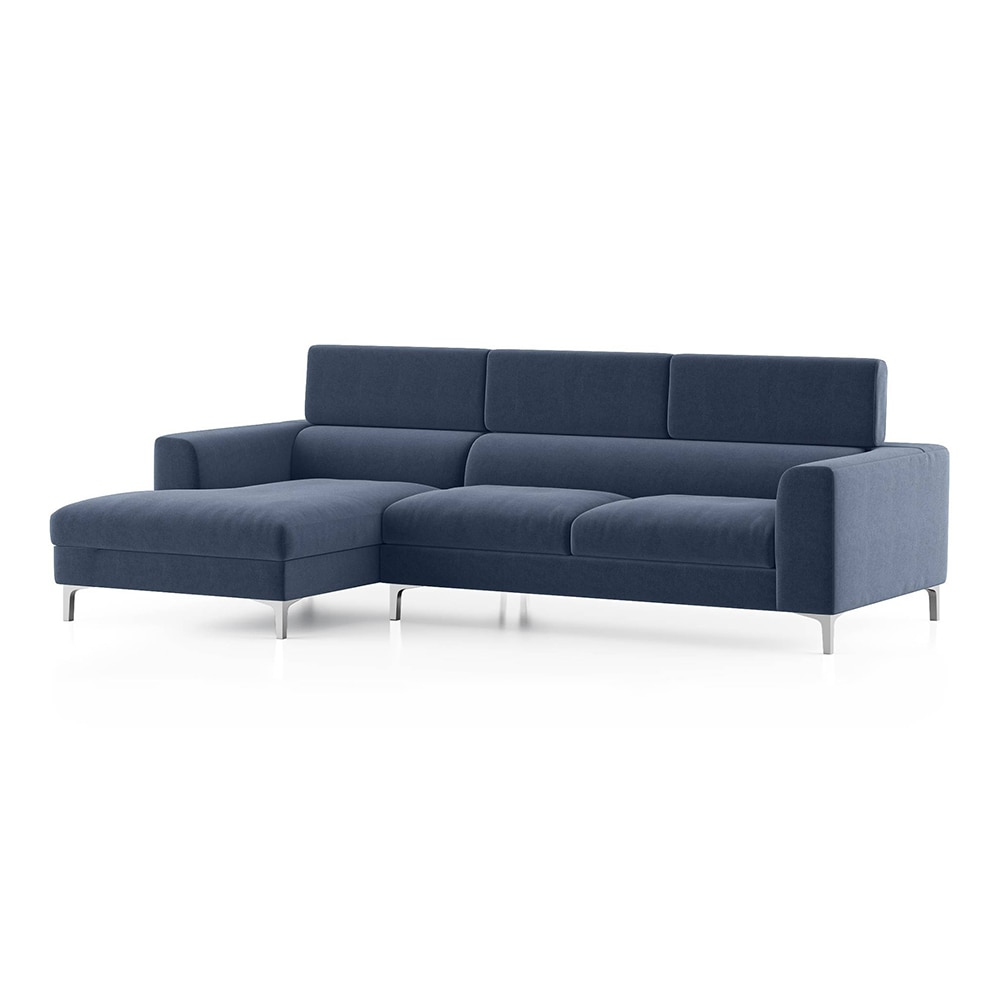 Chelsea Left Aligned 3 Seater Sectional Fabric Sofa (Lapis Blue)