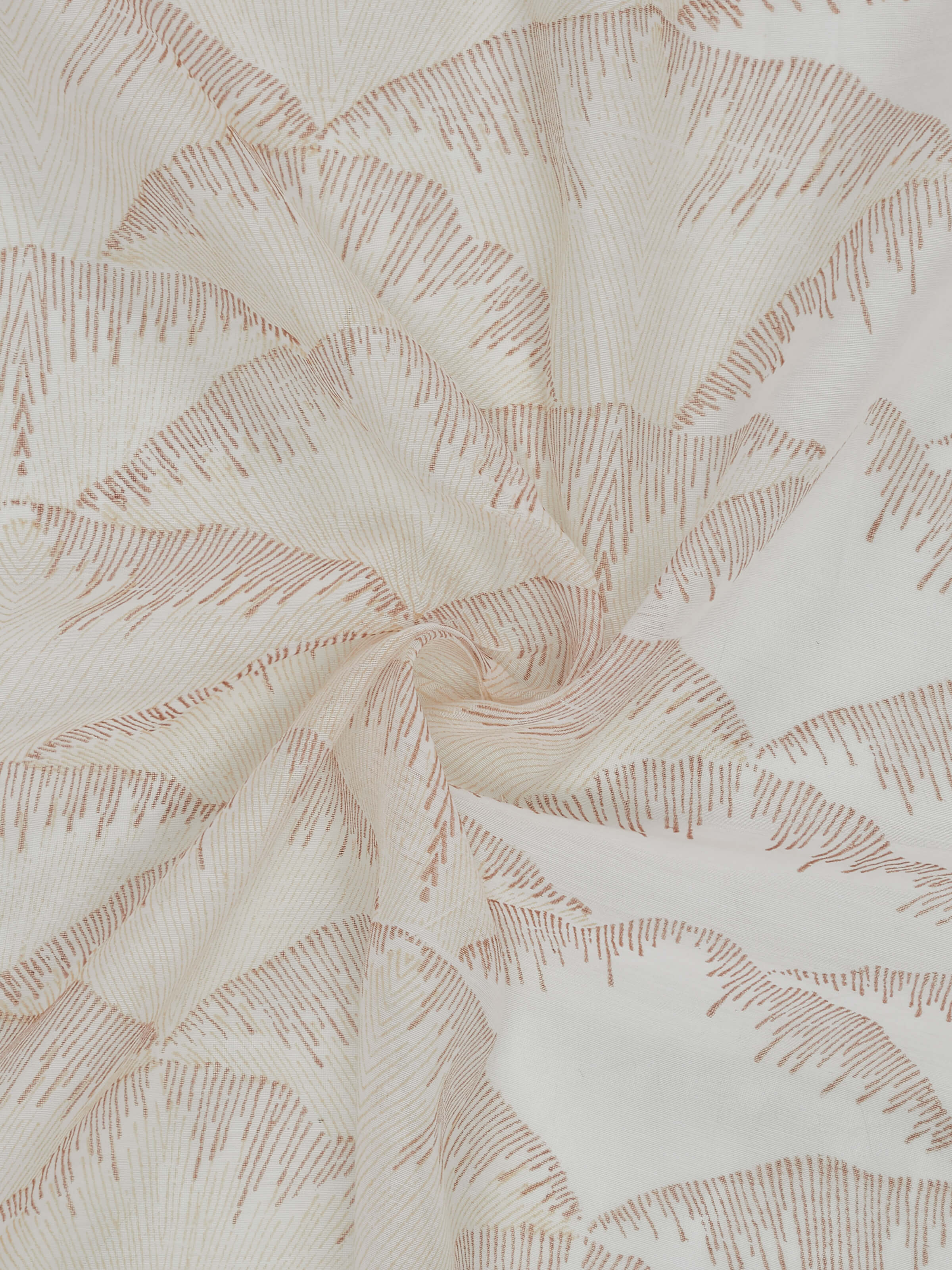 Parvat Beige Cotton Silk Sanganeri Hand Block Printed Curtain, Long Door (9 Ft)