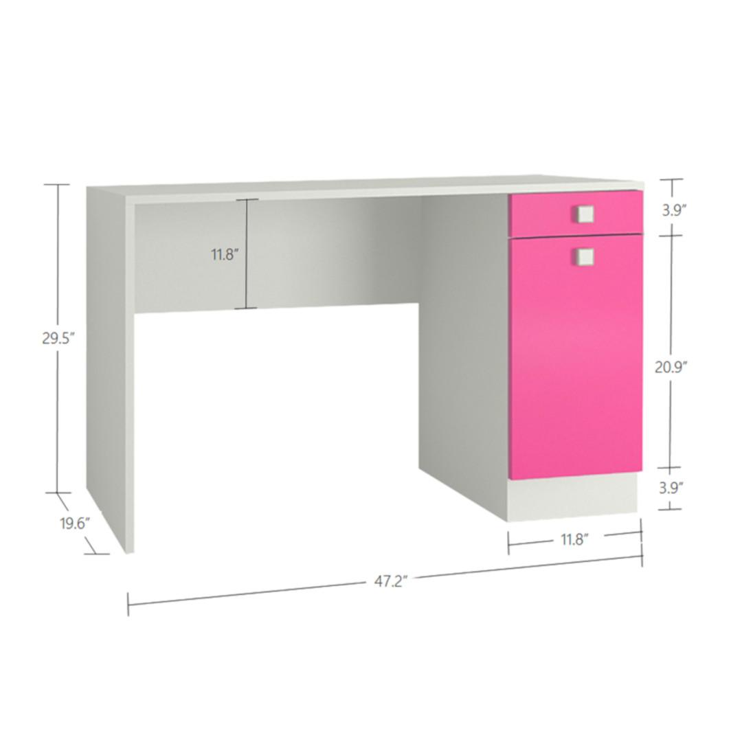 Celestia Kids Study Set with Desk Bookshelf and Wooden Chair in Barbie Pink Colour