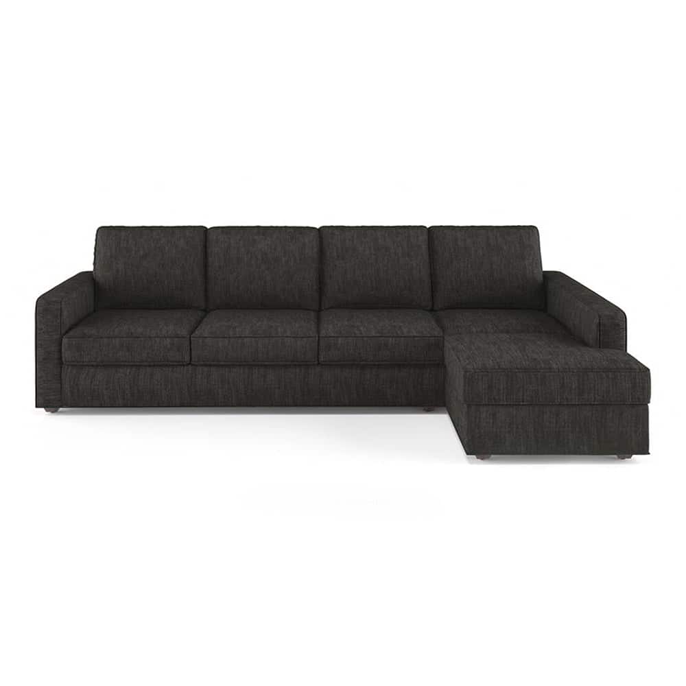 Apollo Sofa (Colour : Graphite Grey, Cushion : Hard, Back Type : Regular, Seating Capacity : Right Aligned 3 Seater + Right Aligned Chaise) - Urban Ladder