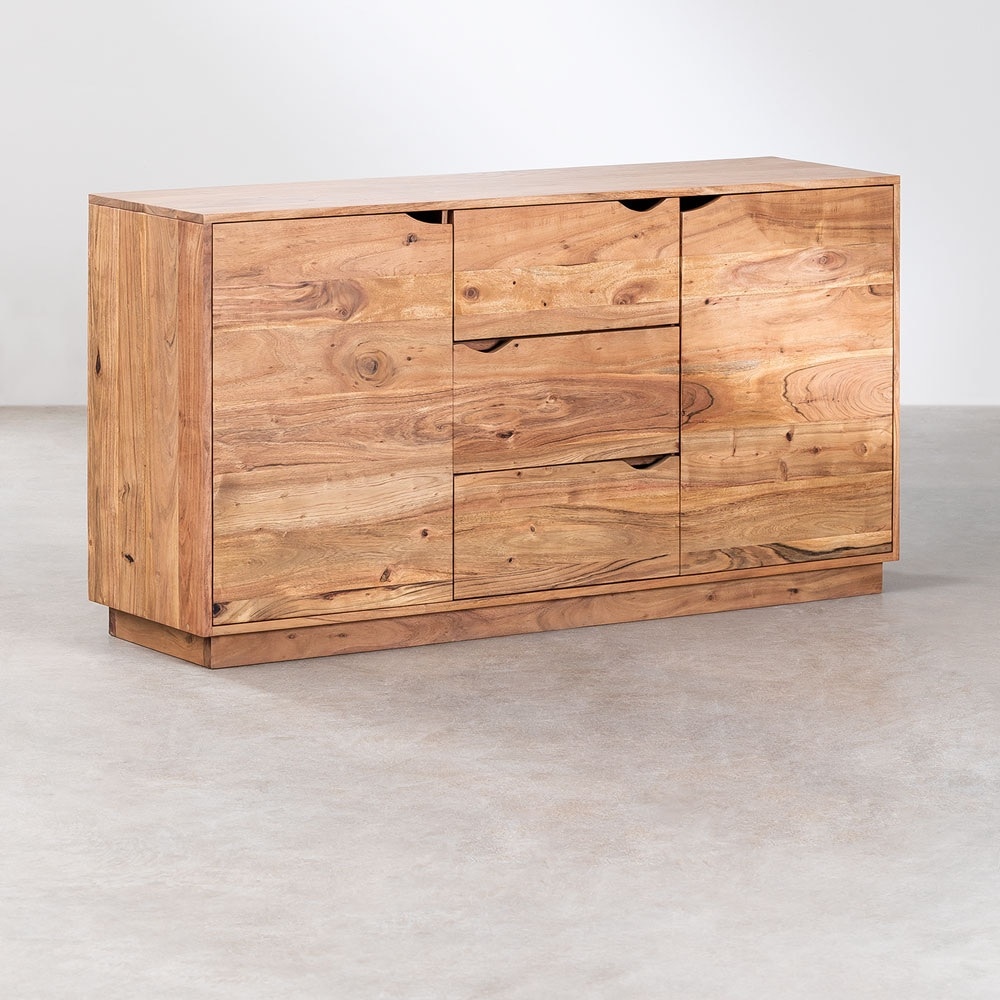 Ruben Solid wood Mango Sideboard with 2 Door & 3 Drawer in Natural Finish - Woodenmood