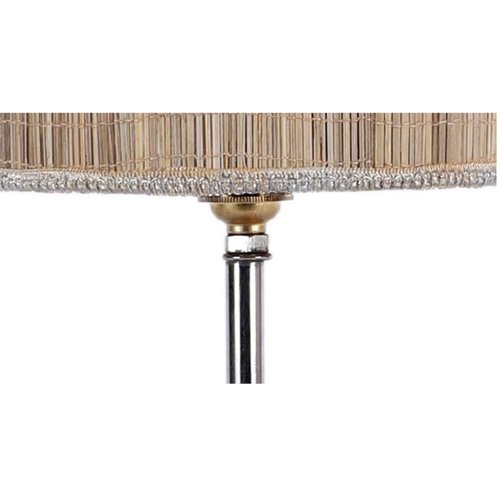 Colette Beige Bamboo Shade Table Lamp with Natural Wooden Base