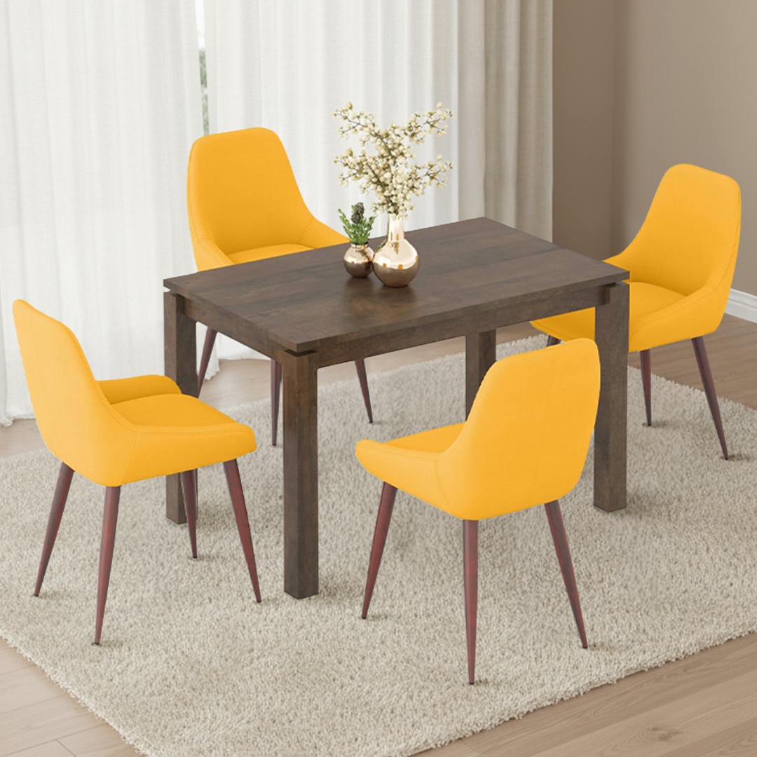 Atlas Solid Wood 4 Seater Dining Table With Rickman Lounge Chairs
