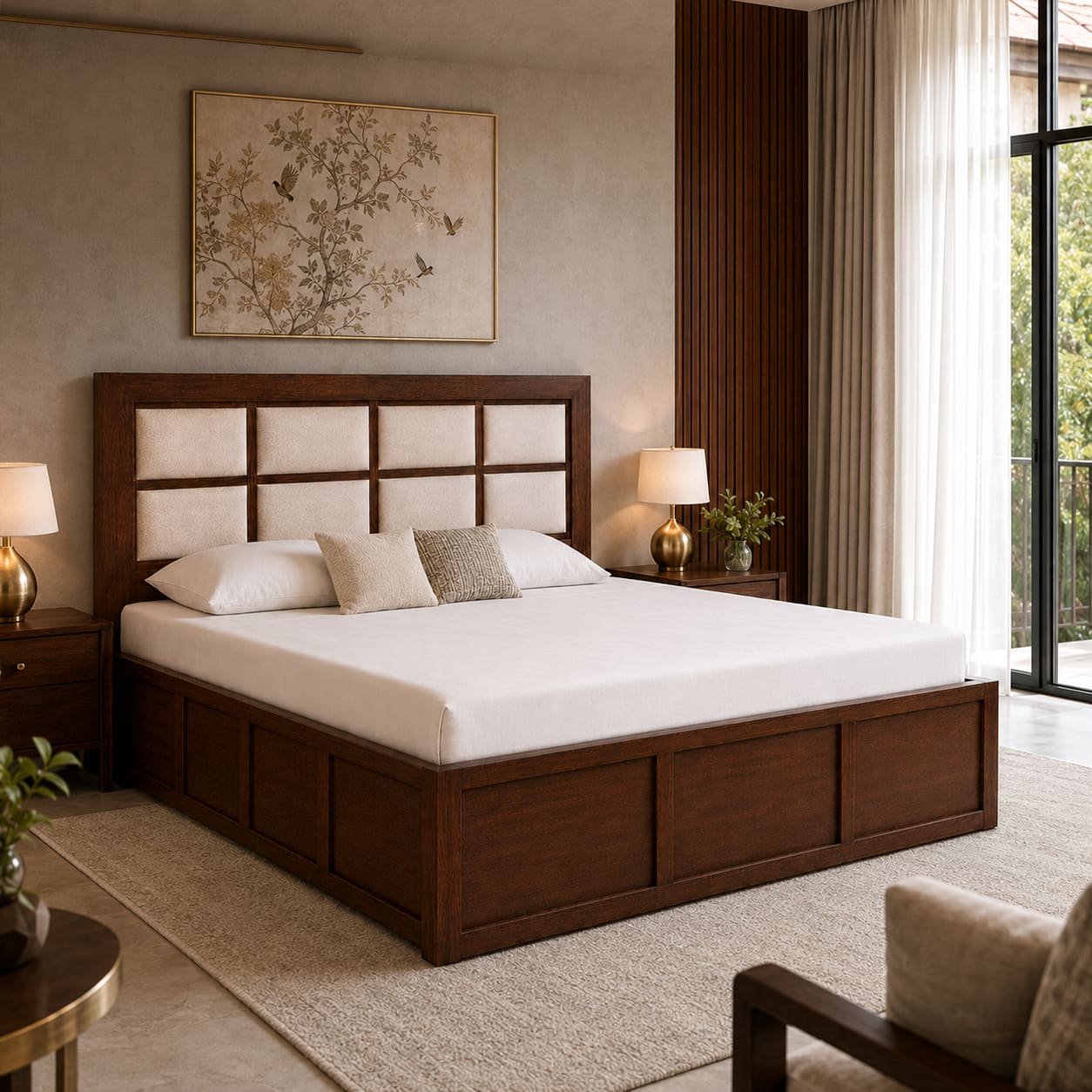 Eshaan Solid Wood Compact King Bed Box Storage Provincial Teak Finish Mattress 72 x 72 Inches
