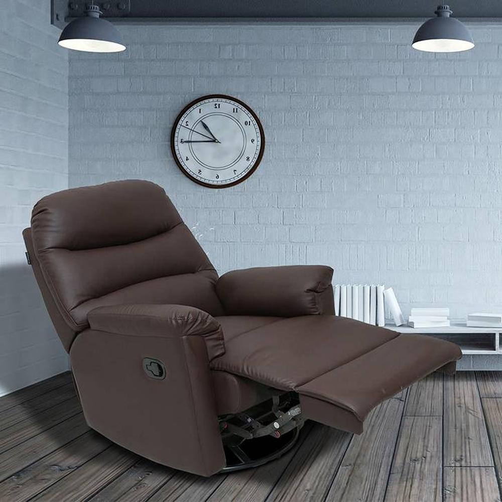 Wave Leatherette One Seater Manual Recliner in Brown Colour