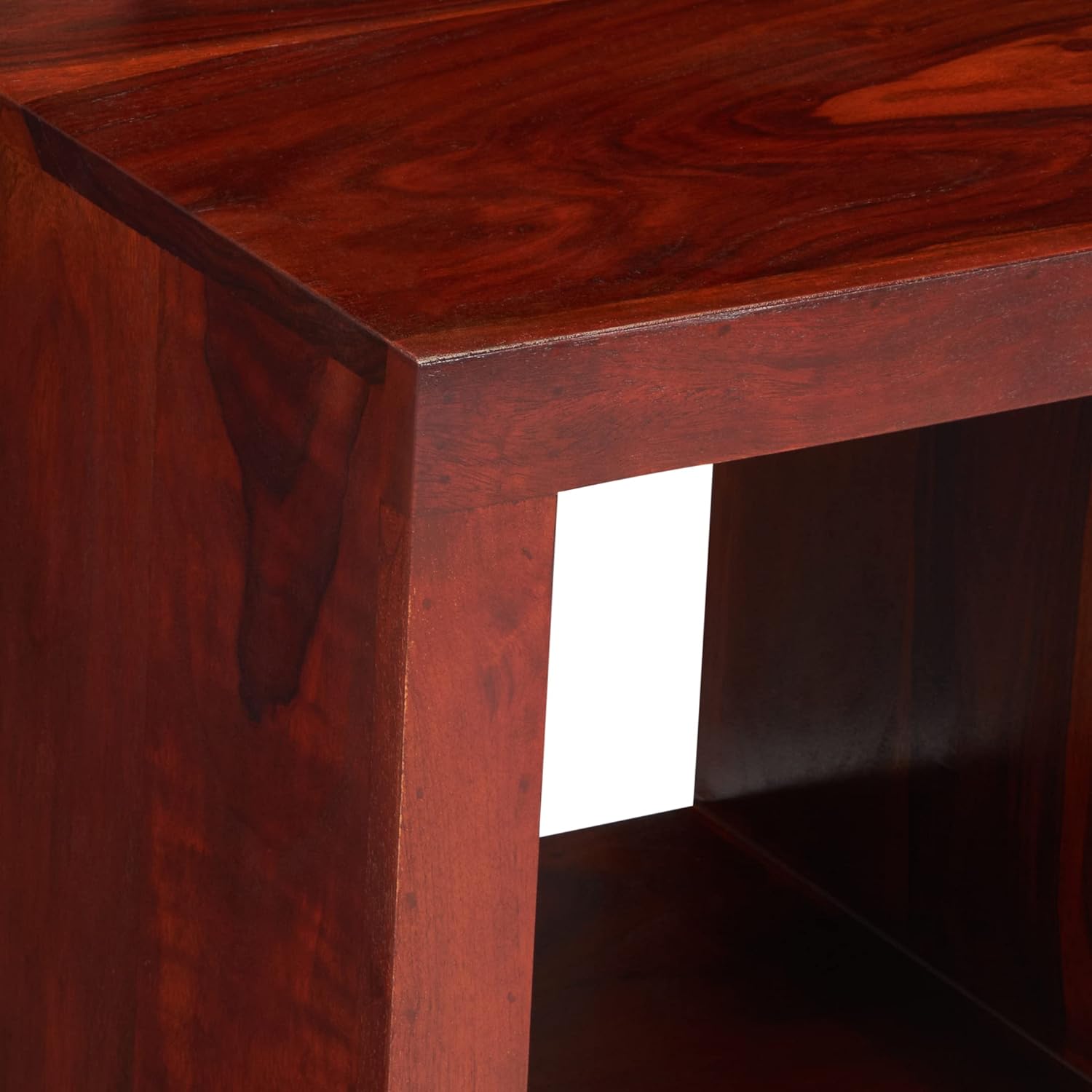 Berlin Sheesham Wood Contemporary Rectangle End Table Side Table In Honey Finish