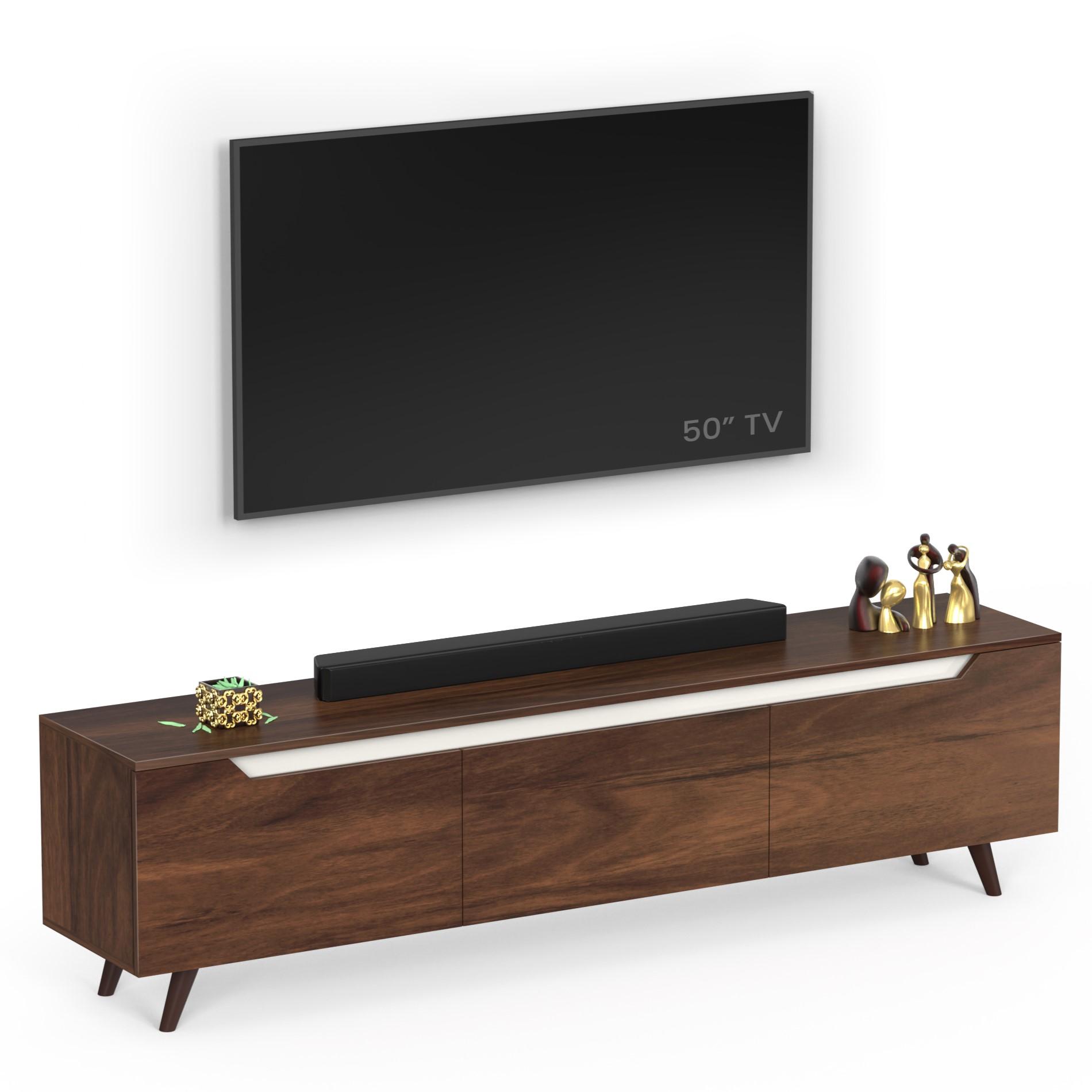 Blesky Engineering Wood Floor Standing Tv Entertainment Unit In Brown Maple Finish
