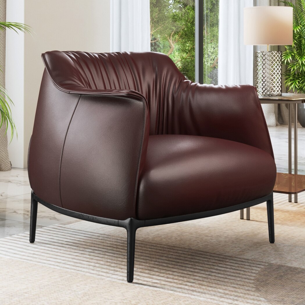 Odette Lounge Chair In Burgundy Leather-image-8