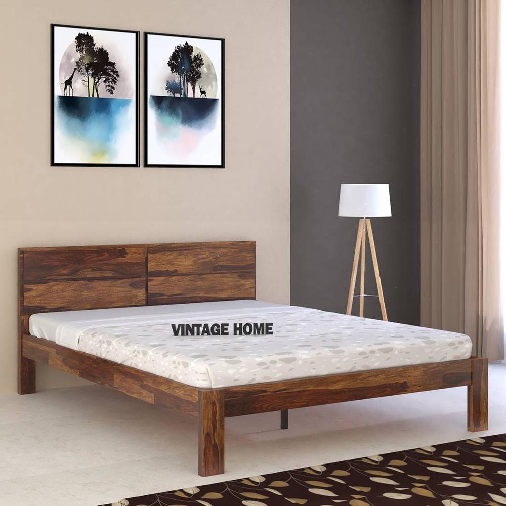 Simplicity Solid Wood Queen  Size Bed Without Storage (Provincial Teak Finish) - Vintage Home