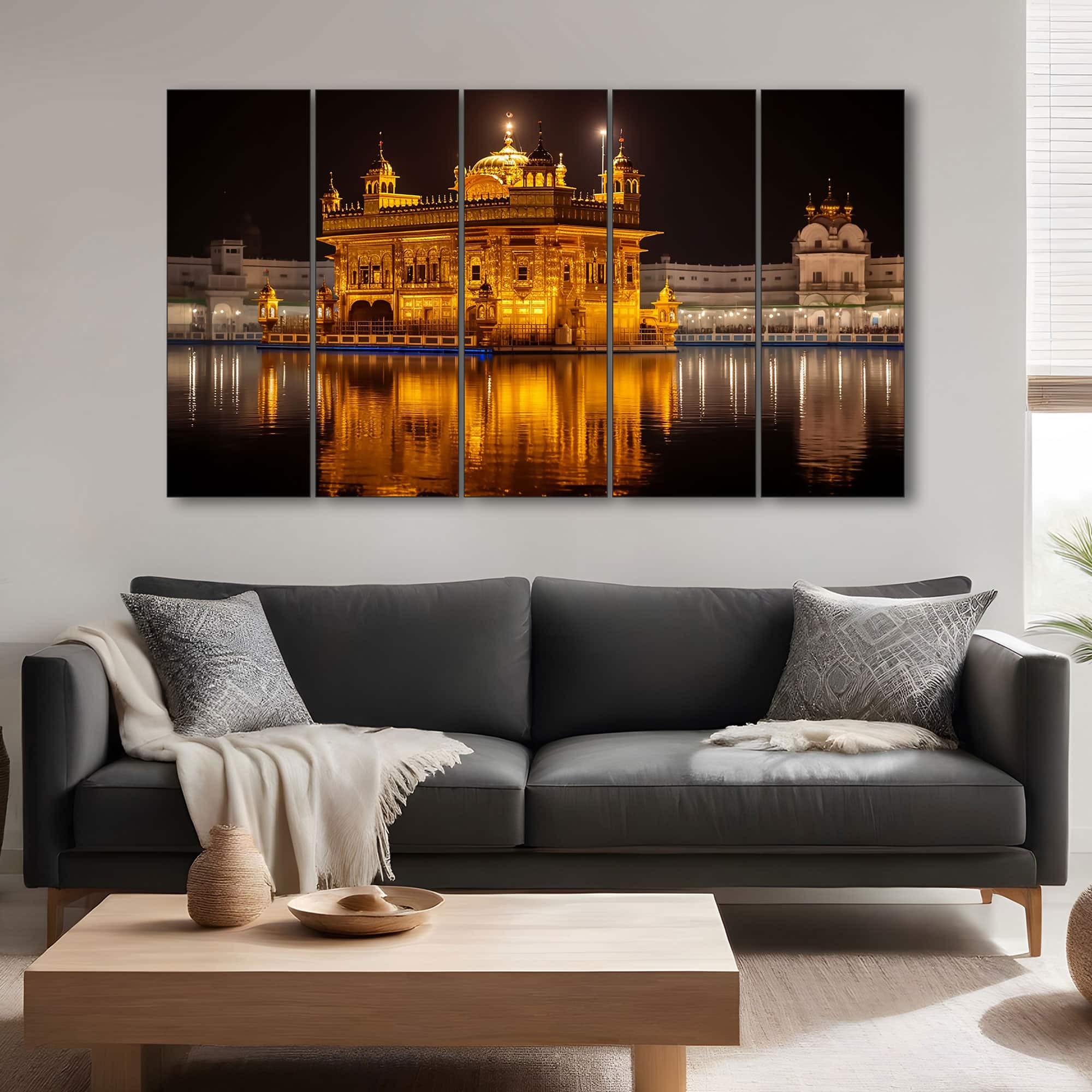 The Castle Decor Golden Temple Wall Painting Wooden Framed 27x48 Inch (Style 1) - The Castle Decor