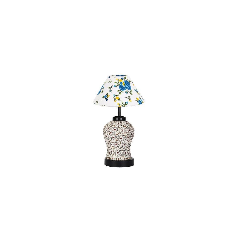 Marlee Multicolor cotton Glass Table lamp with Iron Base