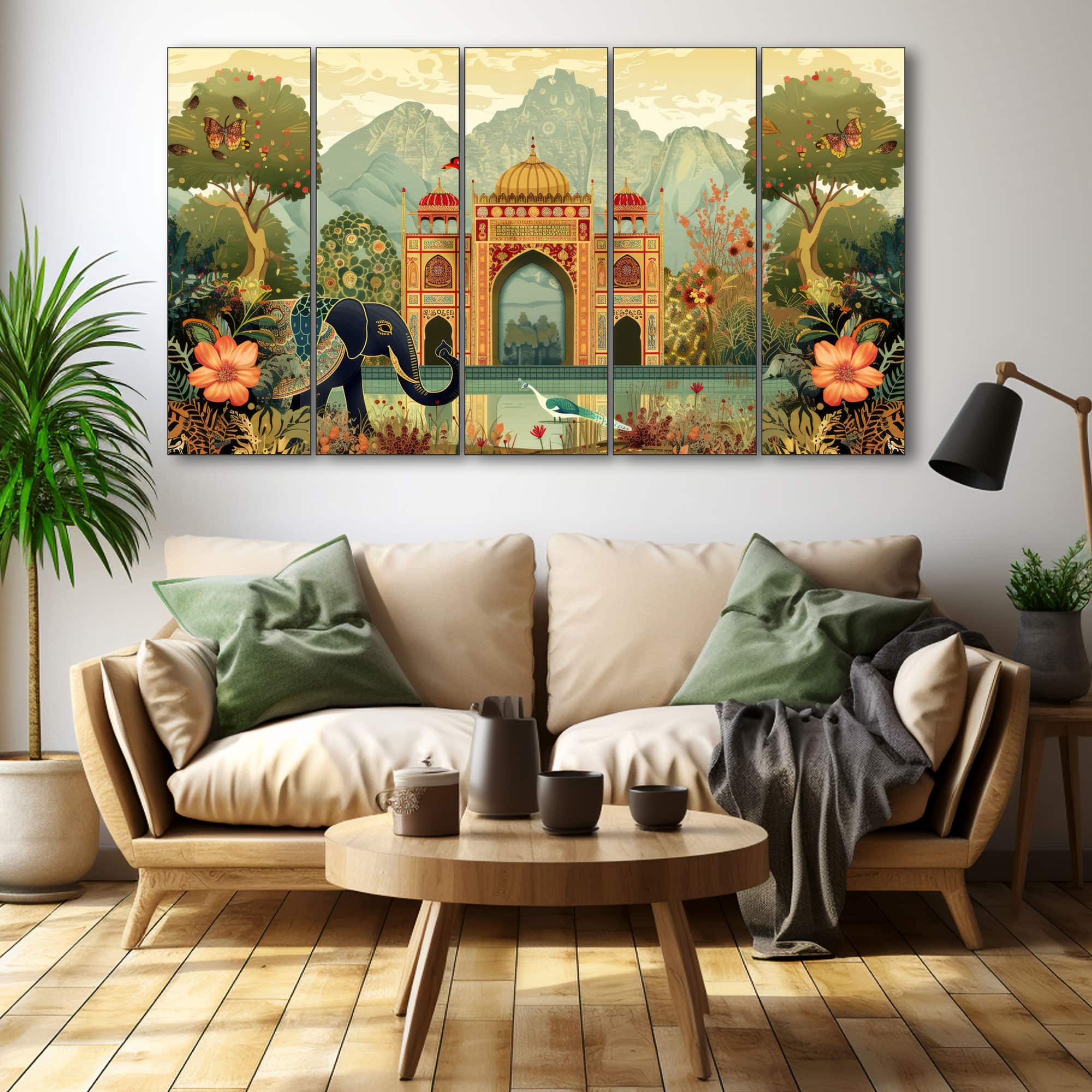 The Castle Decor Pichwai Madhubani Wall Painting Wooden Framed 27x48 Inch (Style 3) - The Castle Decor