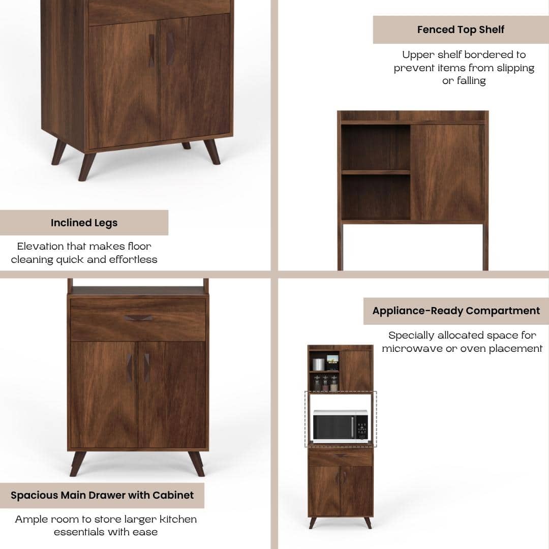 Serrenh Engineered Wood Kitchen Cabinet Rack In Brown Maple Finish