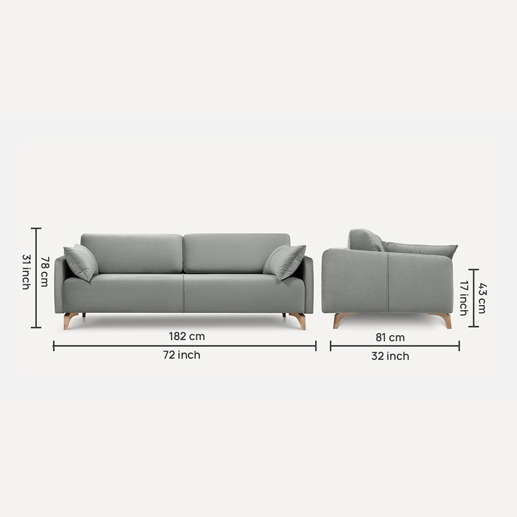 Roma Fabric Sofa (Grey)