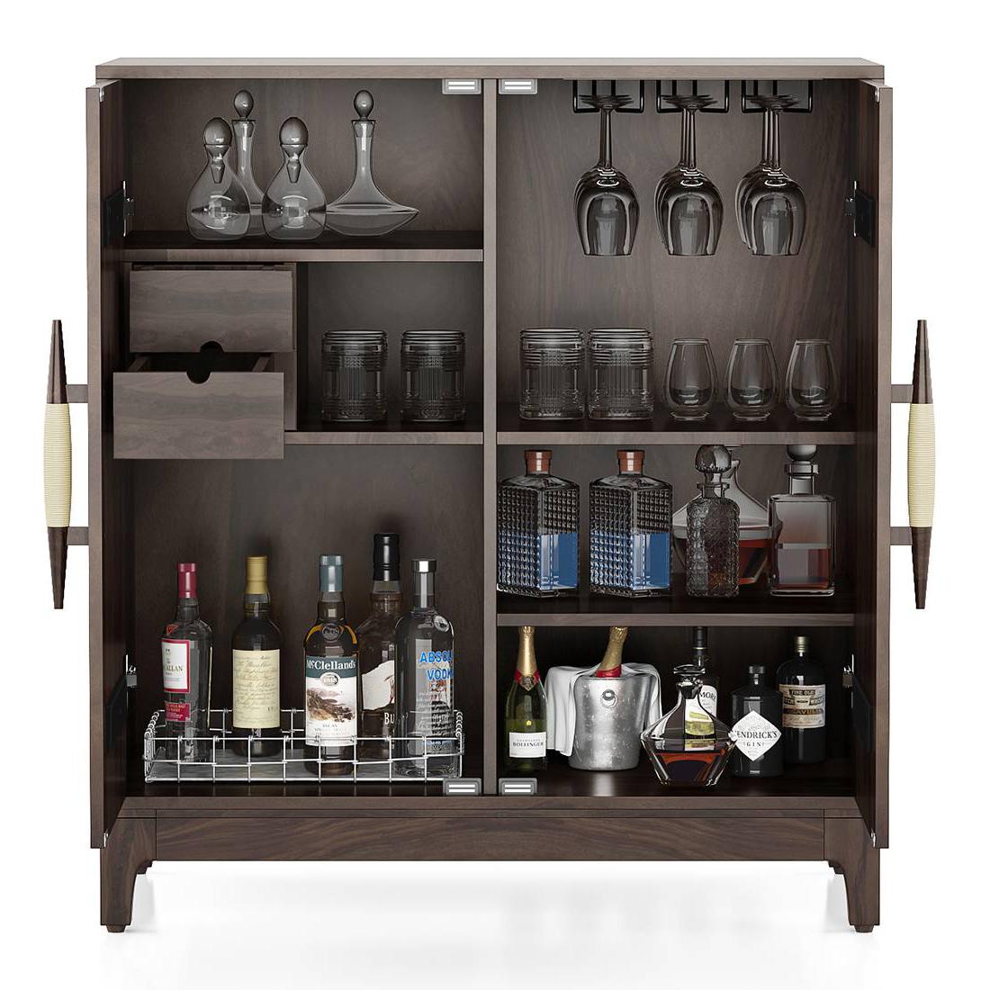 Satori Solid Wood Bar Cabinet in Semi Gloss Finish