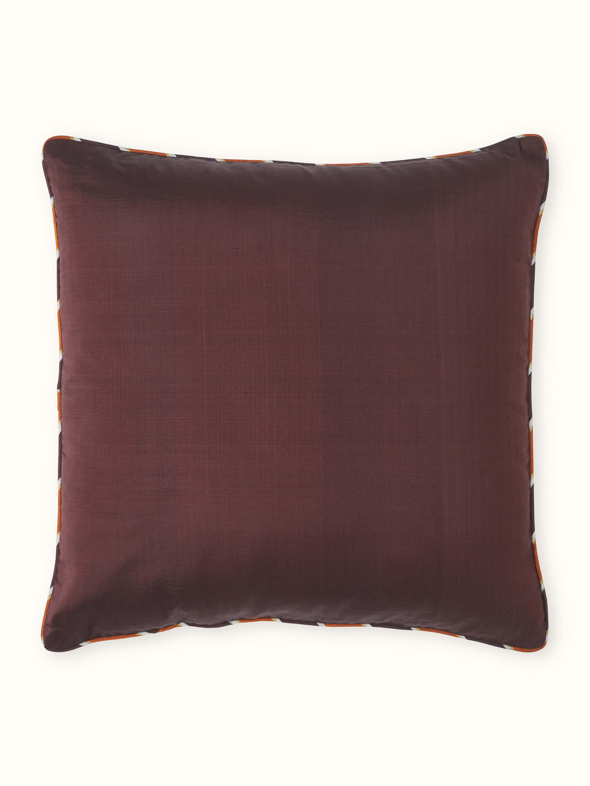 Bhoomi Coffee Solid Silk Odisha Handloom Ikat Cushion Cover