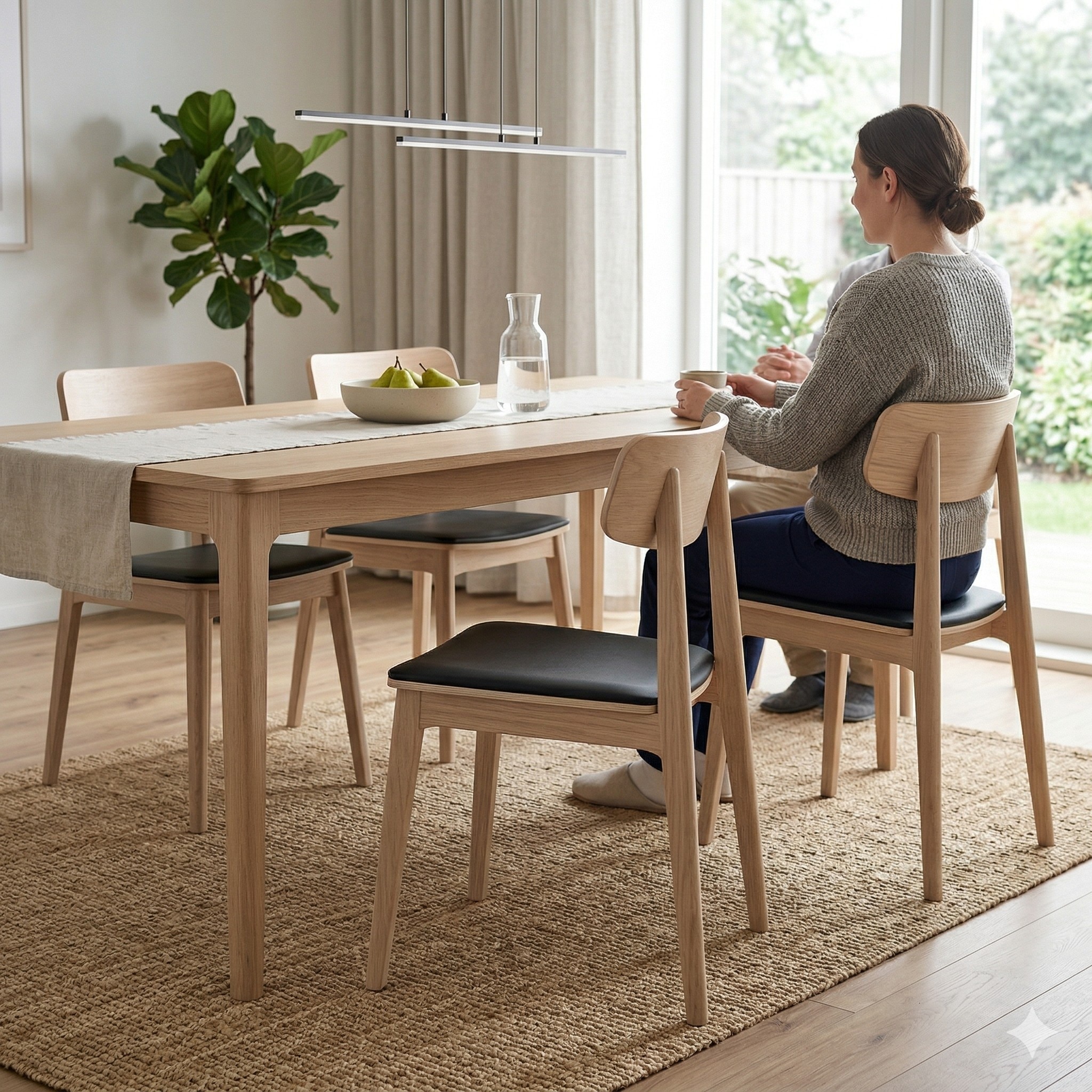 Scandinavian Tacy Dining Chair Beige Natural Wood Finish - Nestnordic