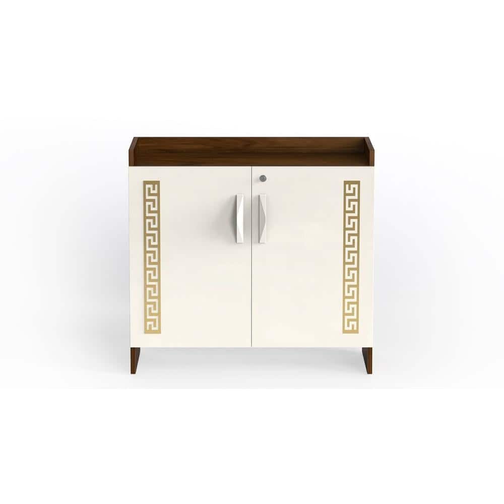 Brooklyn Engineered Wood Shoe Cabinet with Brown Maple & White finish