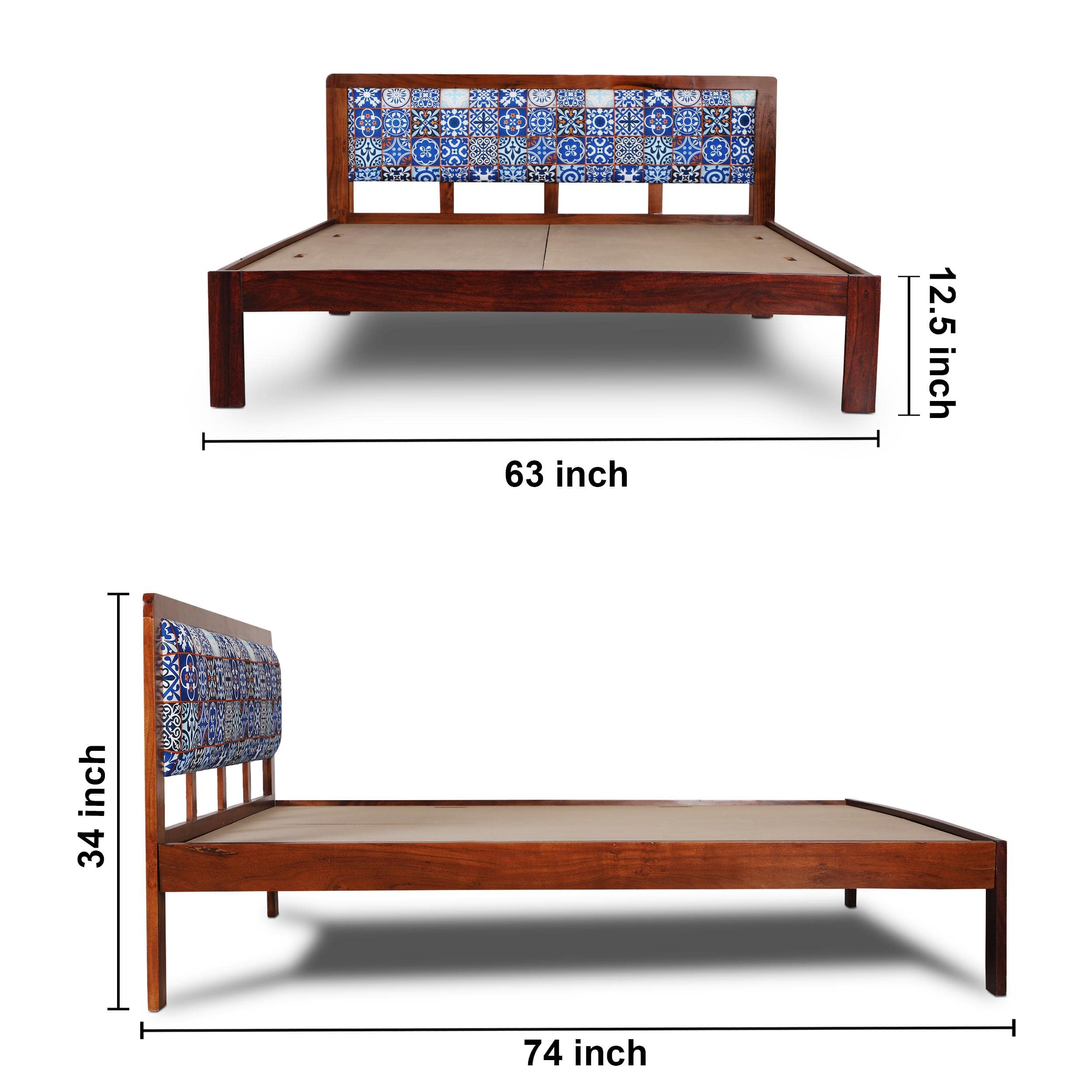 Sierra Solid Wood Non Storage Queen Bed in Provincial Teak Finish
