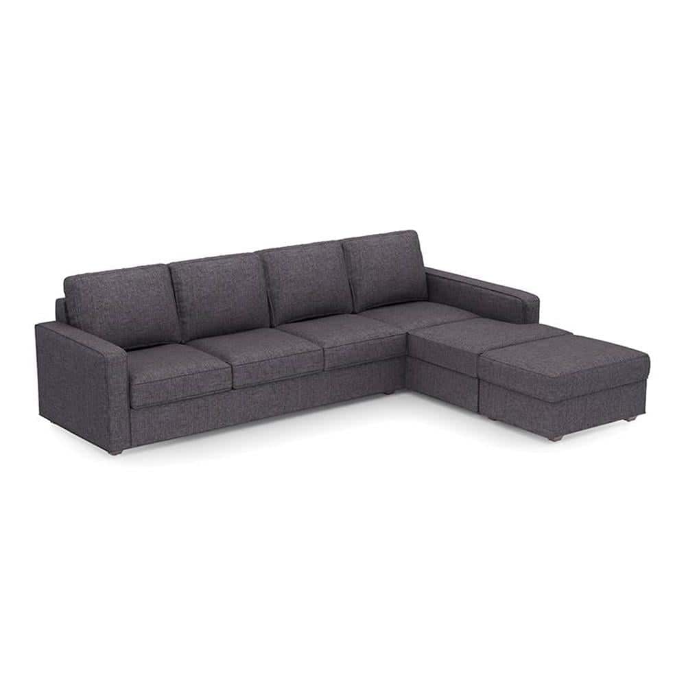 Apollo Compact Sofa (Colour : Steel, Cushion : Soft, Back Type : Regular, Seating Capacity : Right Aligned 3 Seater + Right Aligned Chaise)