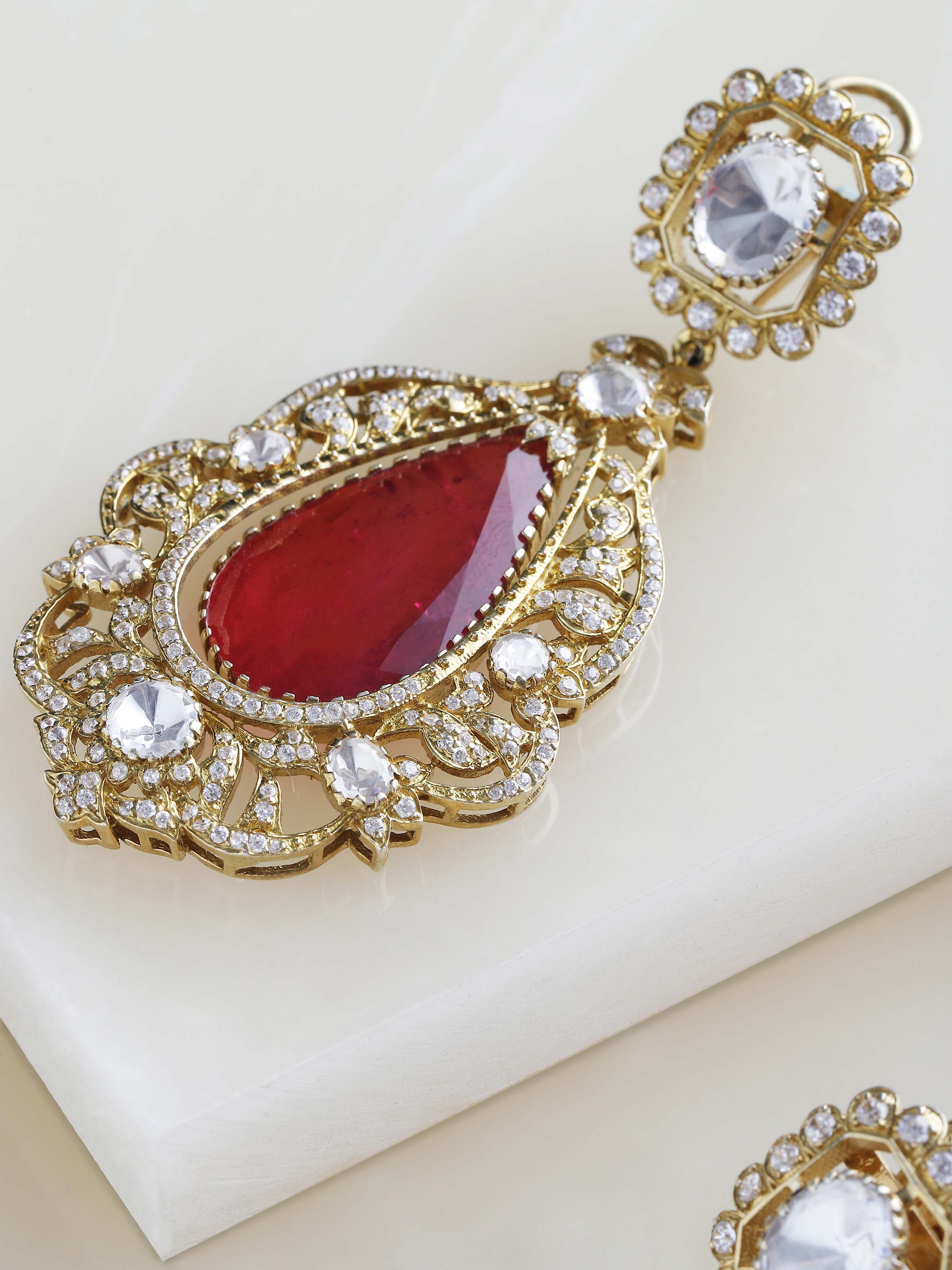 Dank Polki Silver Drop Earrings