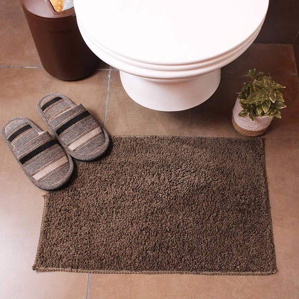 Sariyah Brown Solid Natural Fiber 23x15 inches Anti-Skid Bath Mat