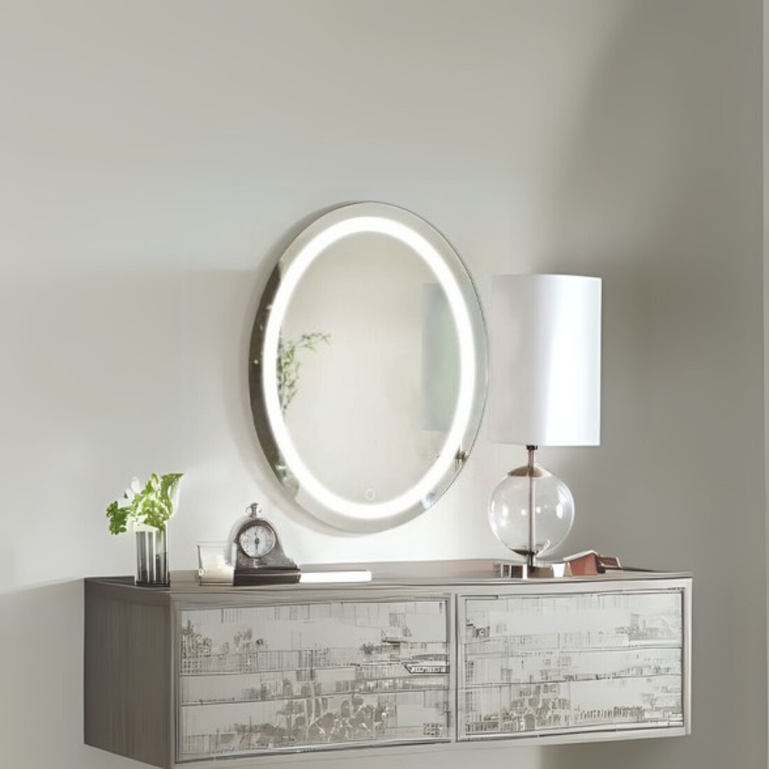 Oval Shape Lighted LED Mirror Modern  Vanity Mirror