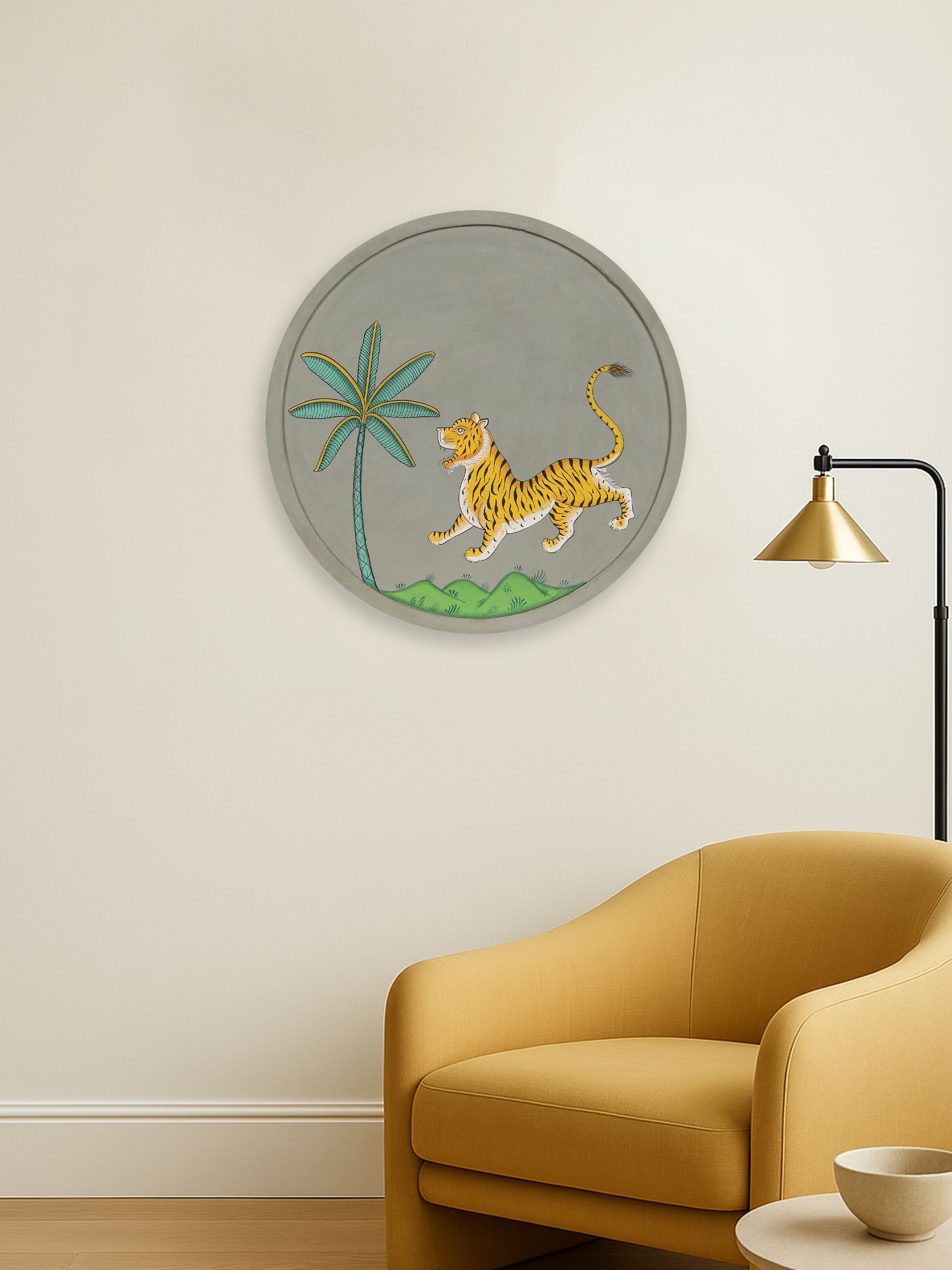Tiger and Tree Pichwai Painting Wall Plate