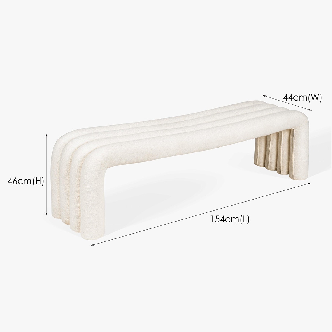 Kaba Upholstered Bench in Off White Colour